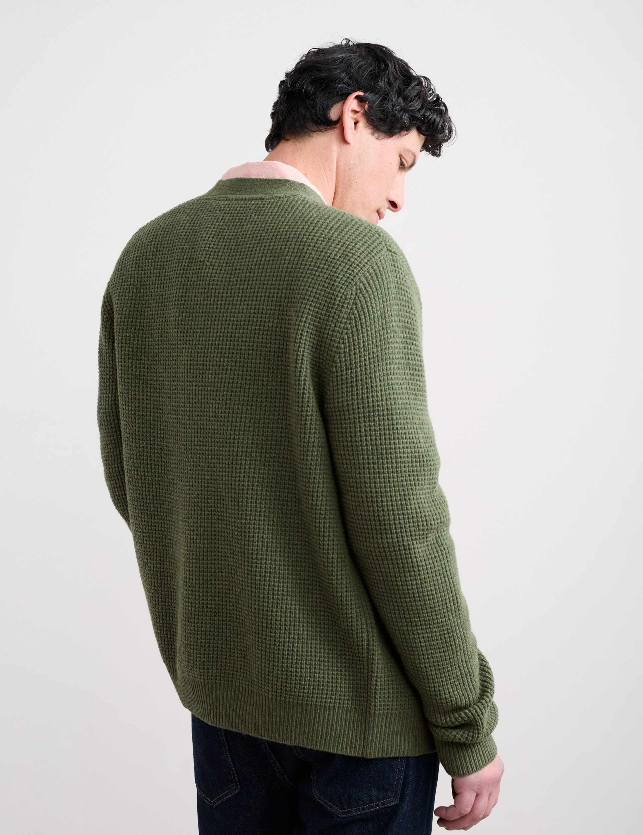 Lambswool Rich Textured V-Neck Cardigan 3 of 6