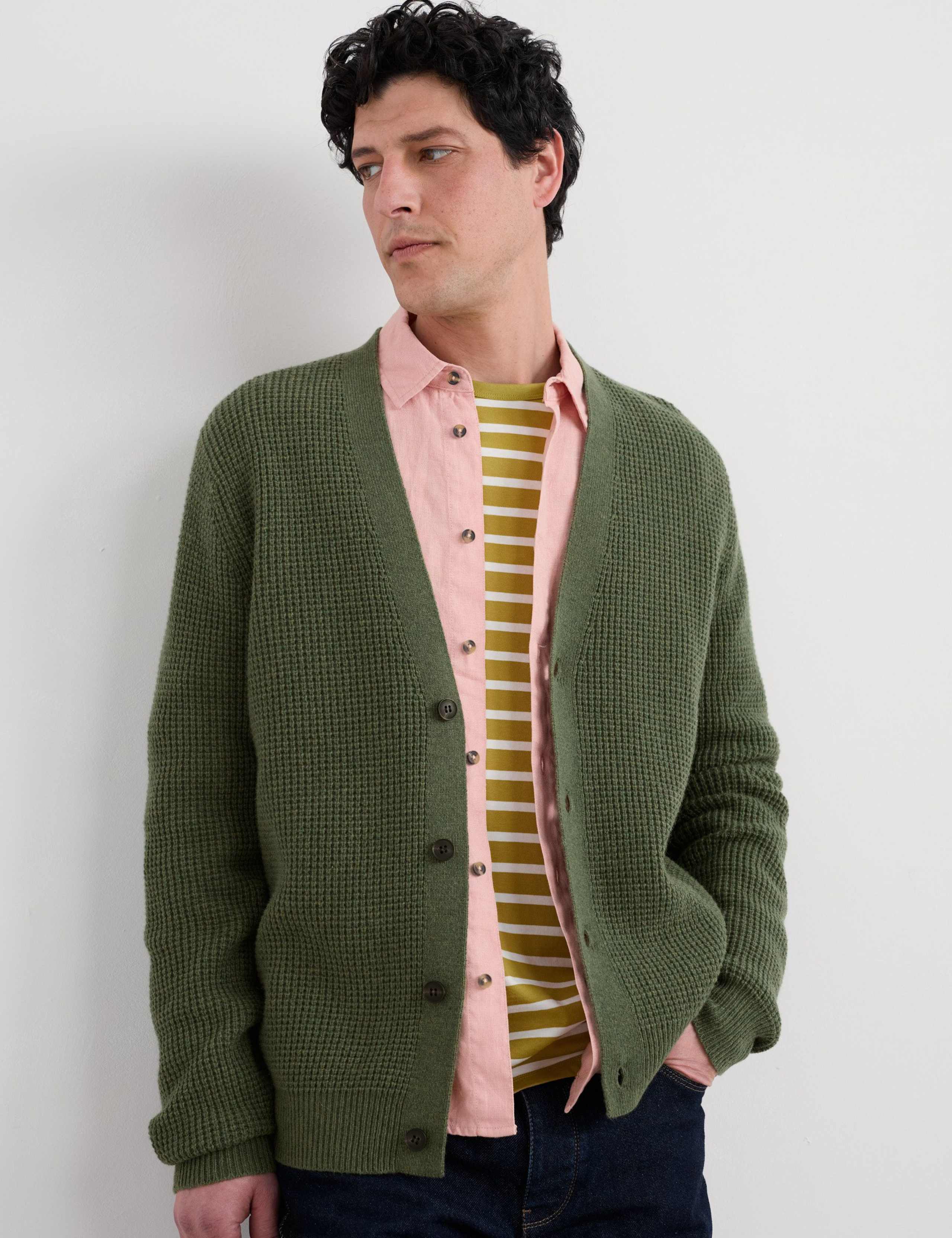 Lambswool Rich Textured V-Neck Cardigan 4 of 6