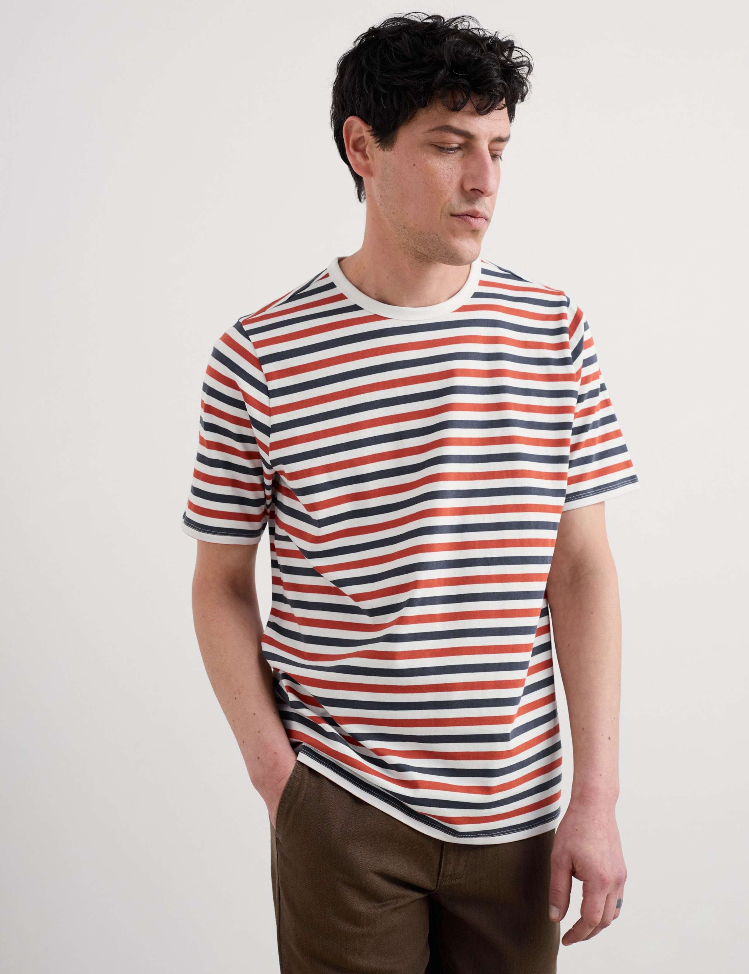 Pure Cotton Striped Crew Neck T-Shirt 1 of 6