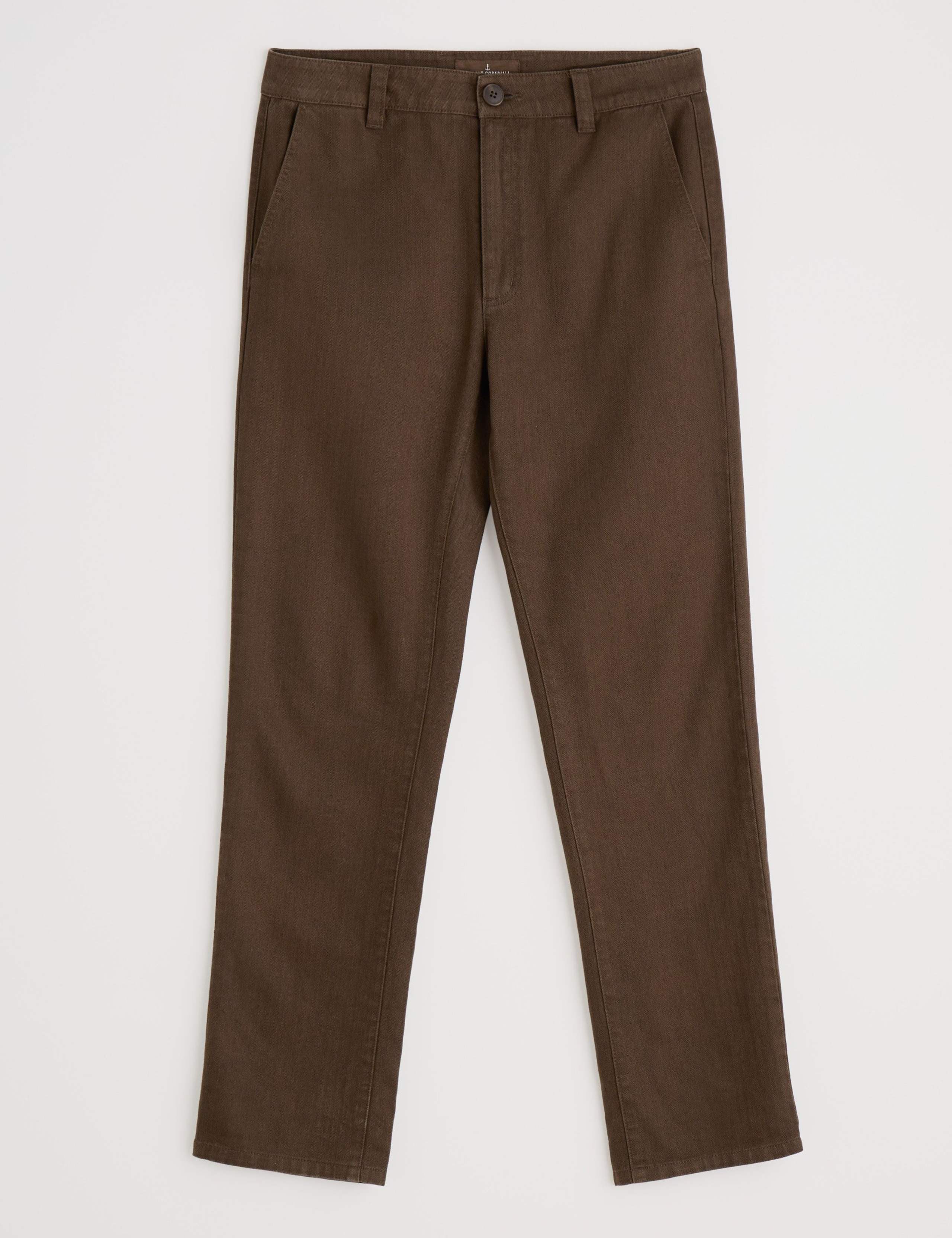 Slim Fit Linen Rich Herringbone Trousers 2 of 5