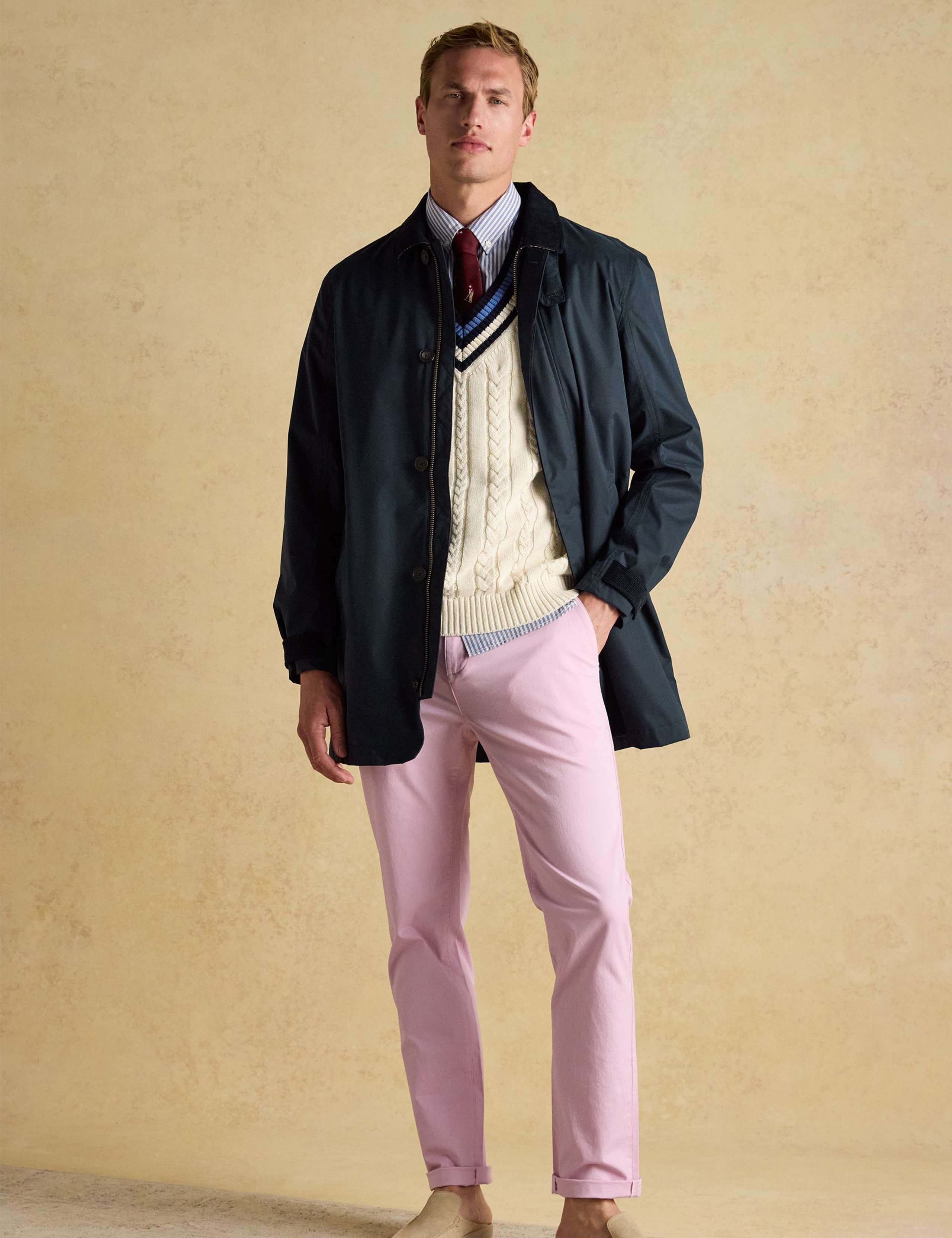 Cotton Blend Collared Waterproof Raincoat 1 of 11