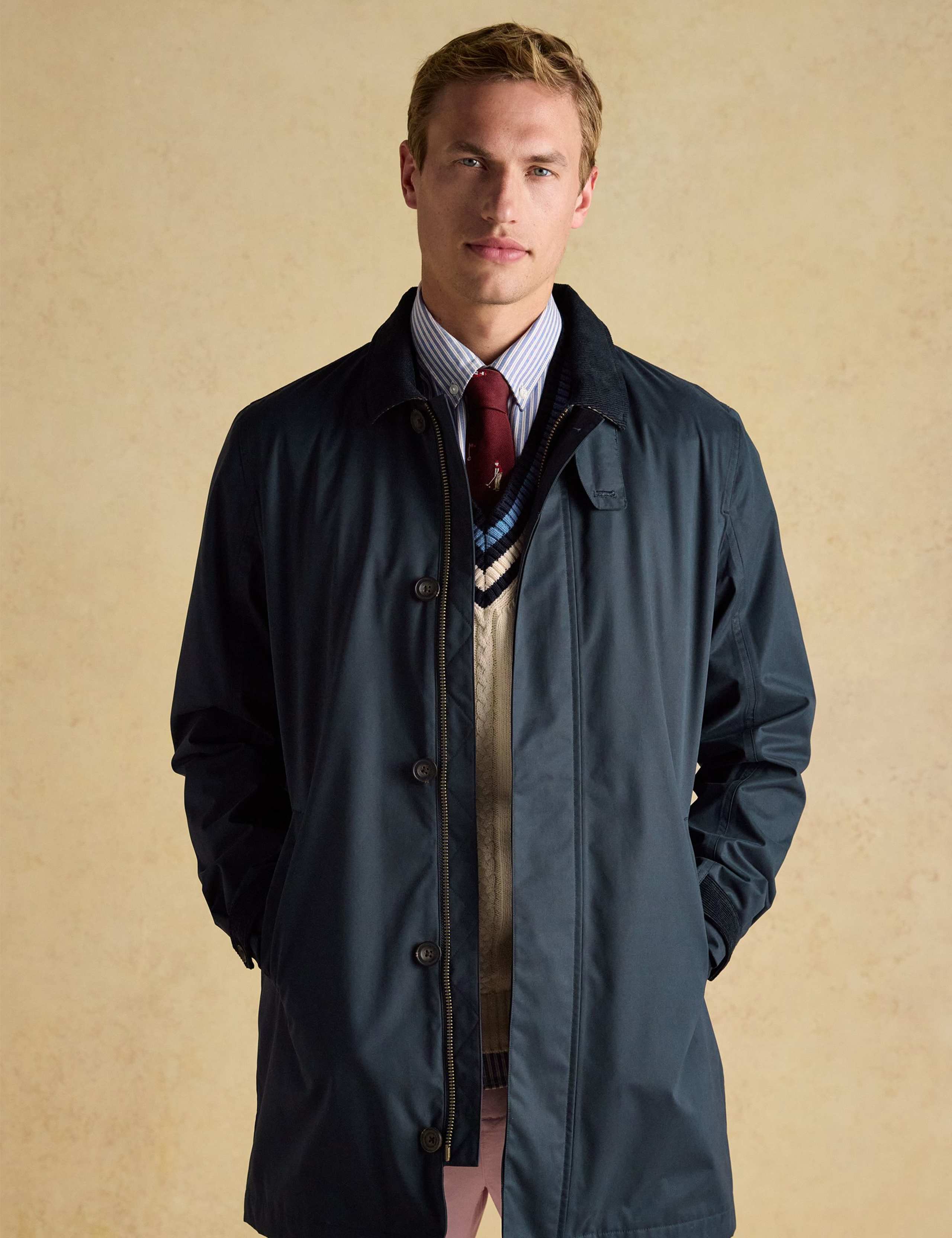 Cotton Blend Collared Waterproof Raincoat 3 of 11