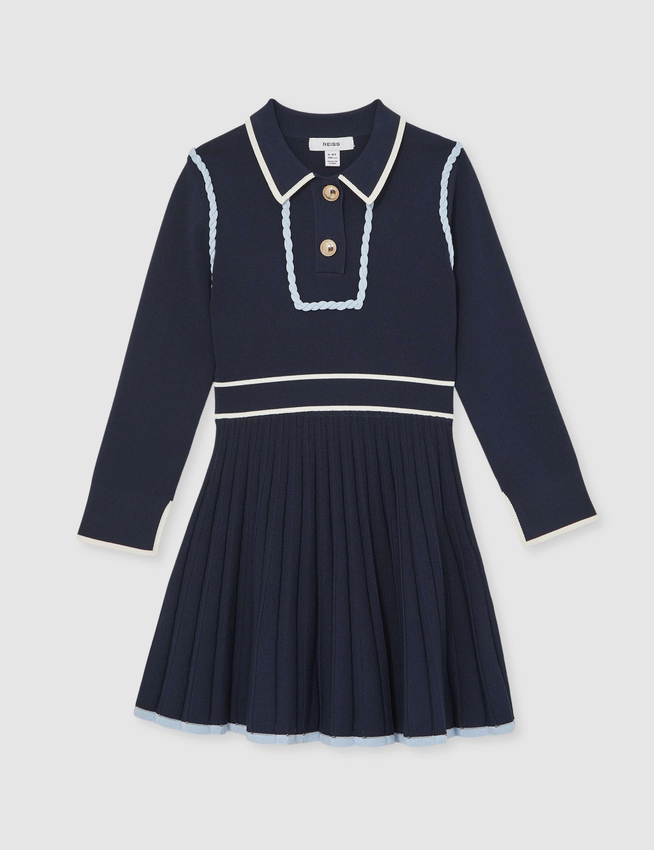 Knitted Pleated Dress (3-14 Yrs) 2 of 4