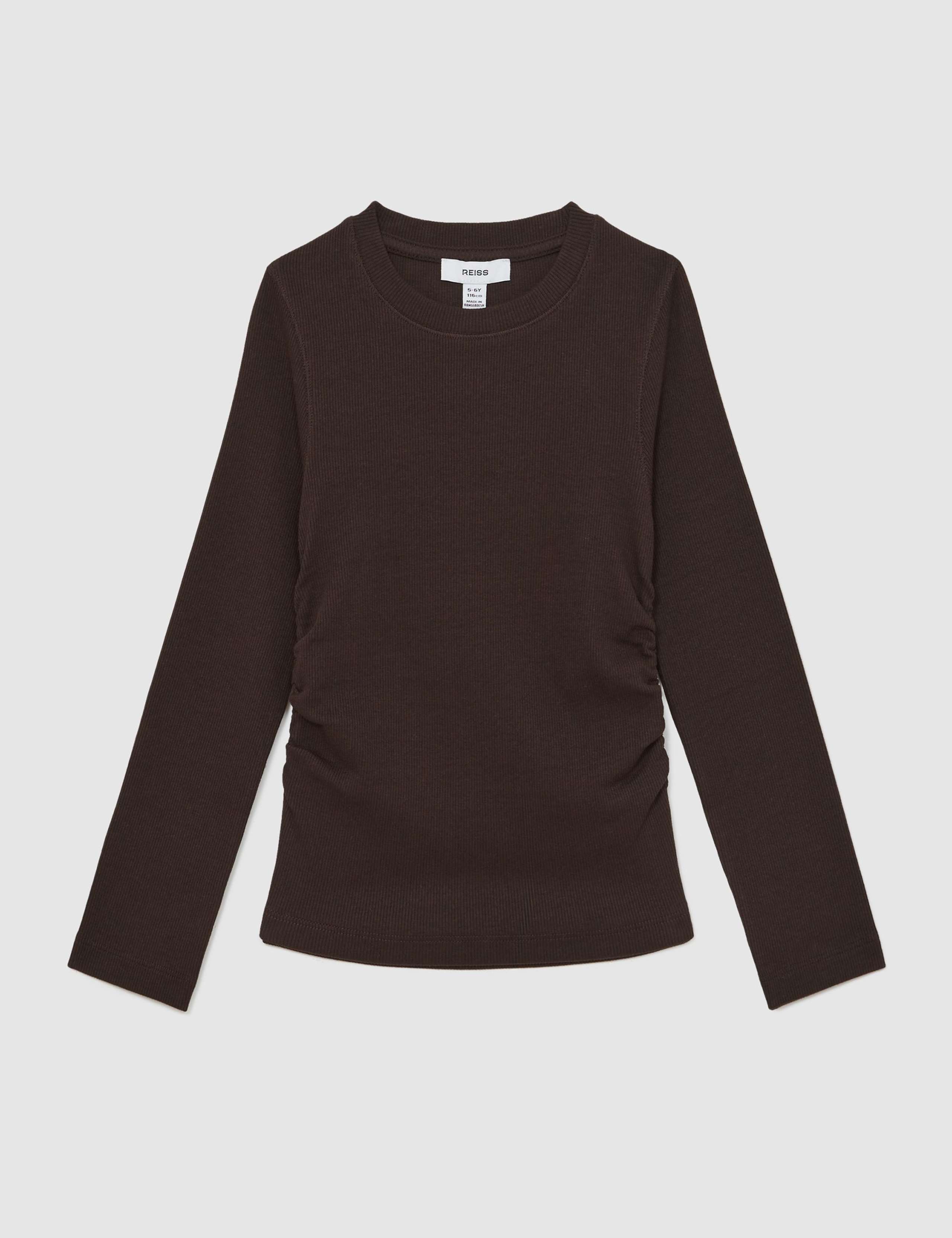 Cotton Rich Ribbed Ruched T-Shirt (4-14 Yrs) 2 of 4