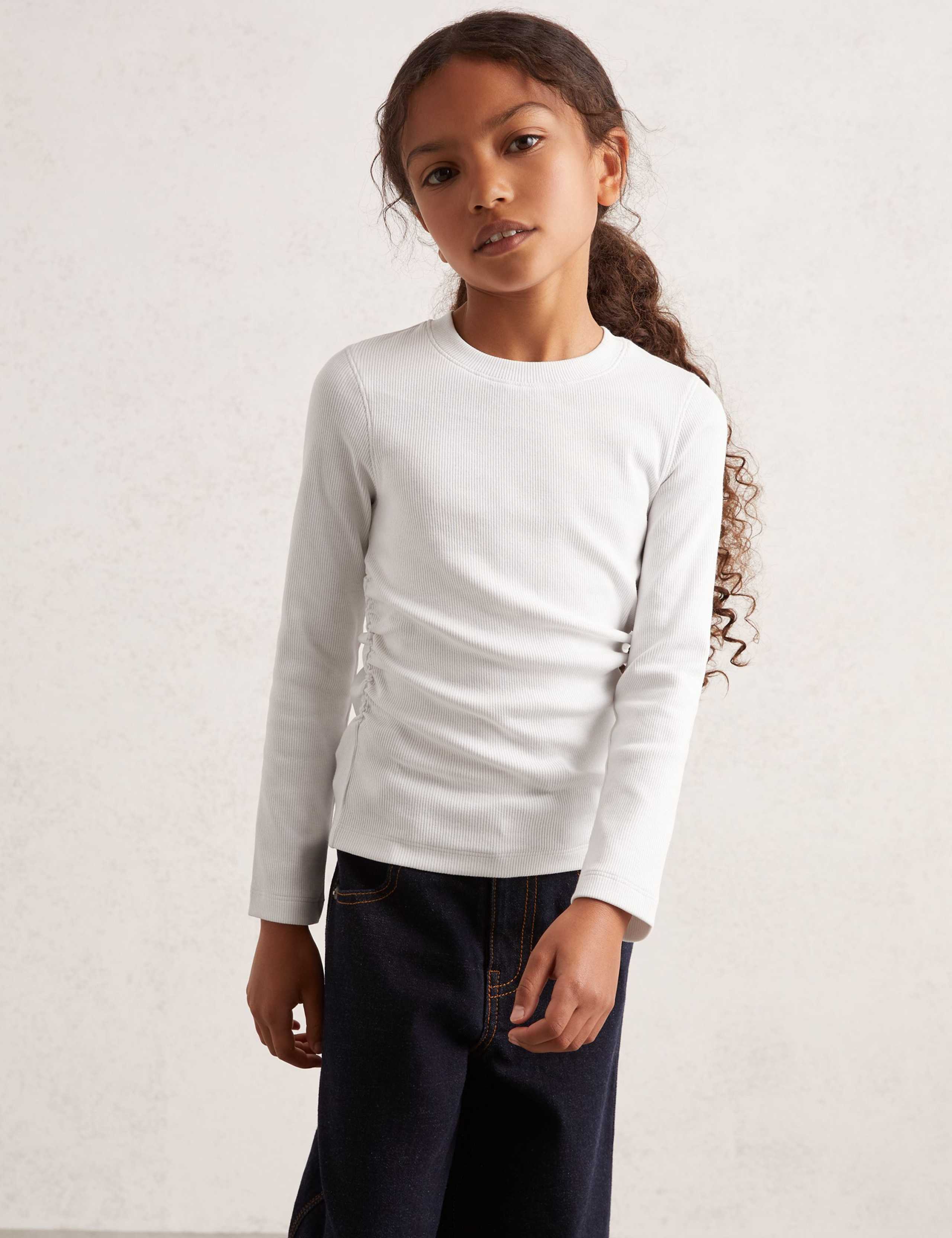 Cotton Rich Ruched T-Shirt (4-14 Yrs) 3 of 4
