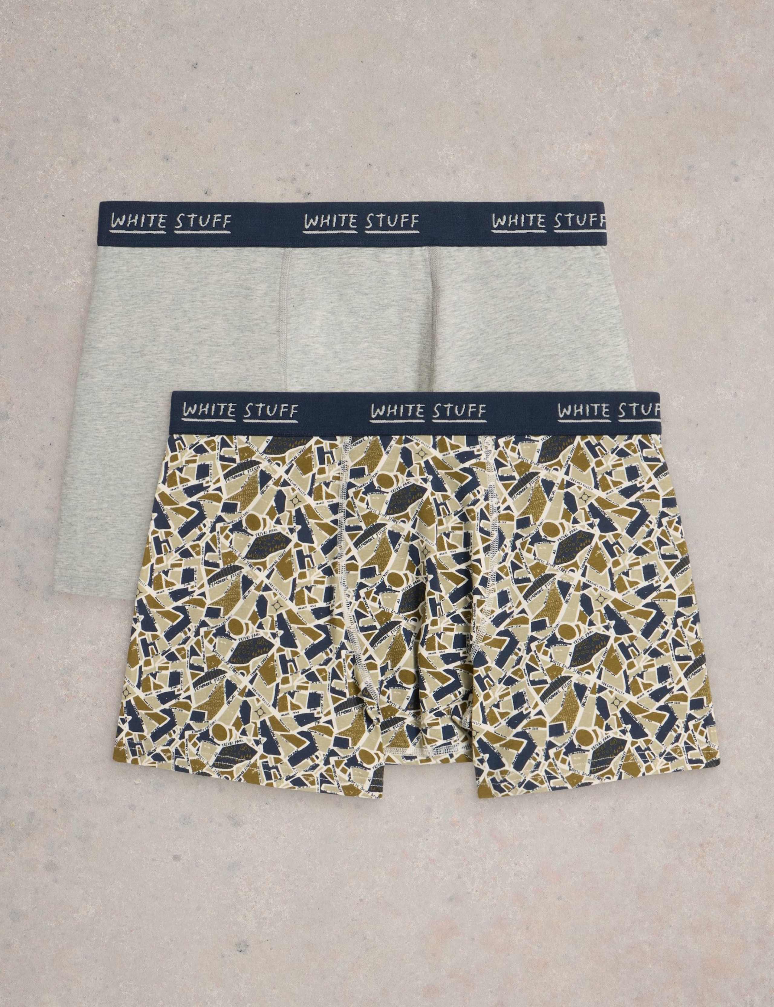 2 Pack Cotton Rich Patterned Boxers 1 of 3