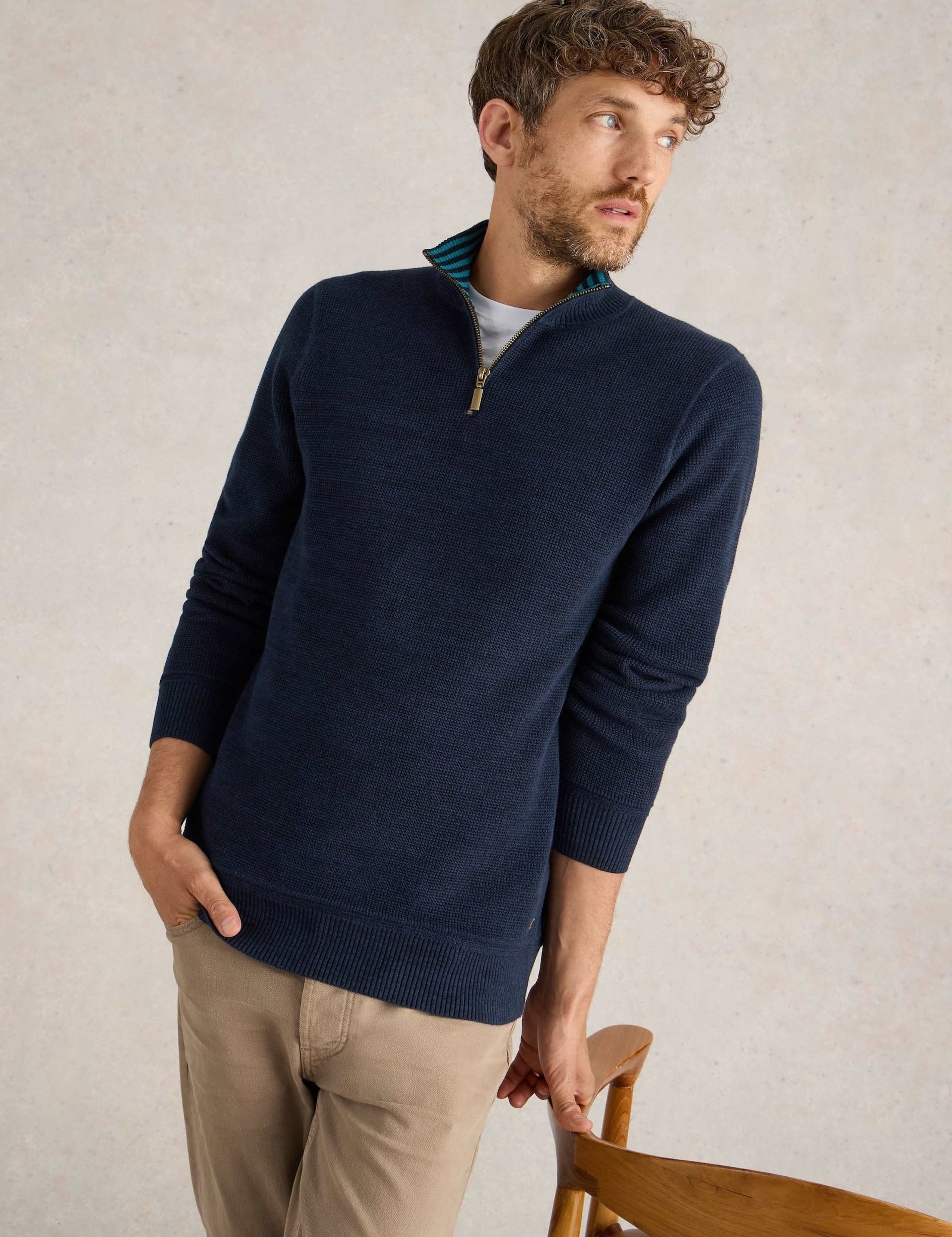 Pure Cotton Funnel Neck Half Zip Jumper 3 of 6
