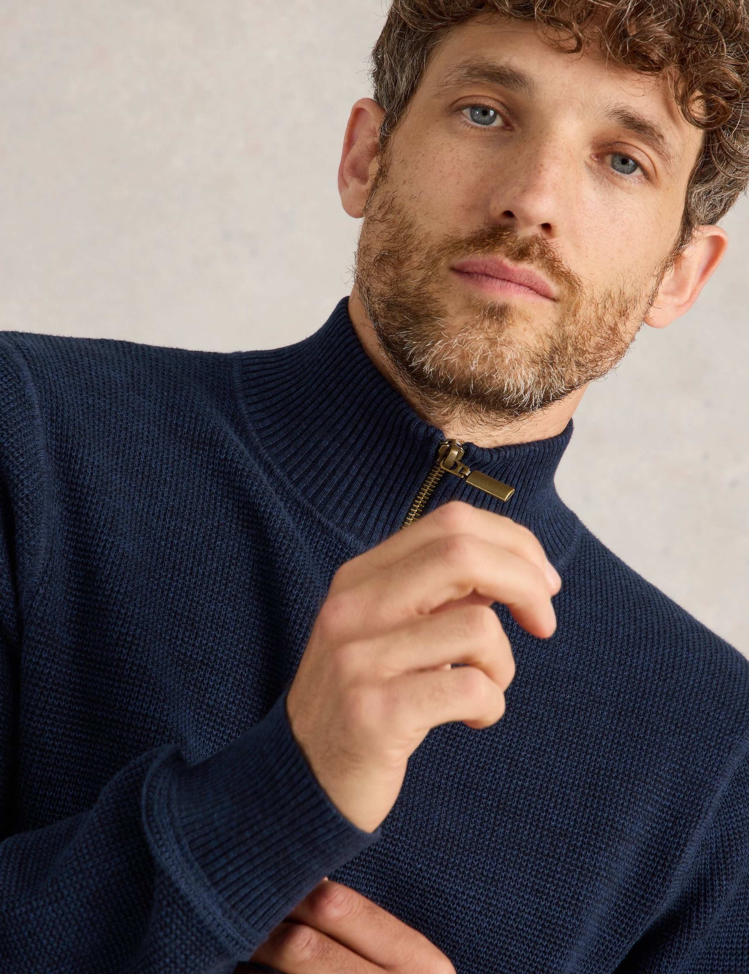 Pure Cotton Funnel Neck Half Zip Jumper 6 of 6