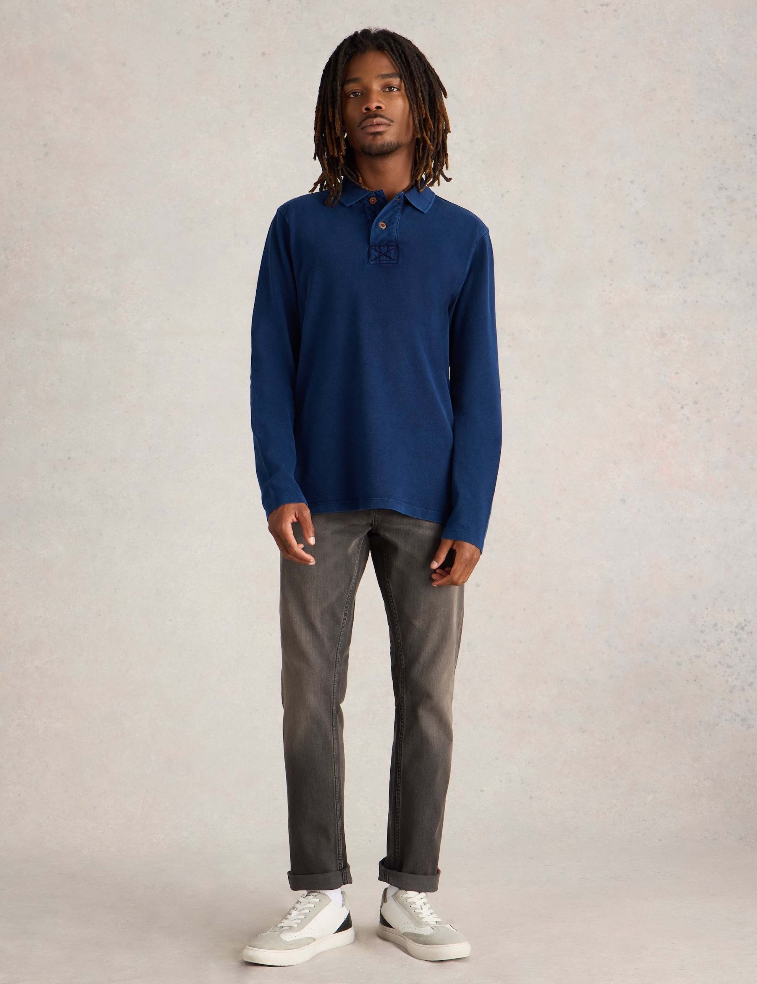 Pure Cotton Pique Long Sleeve Polo Shirt 1 of 6