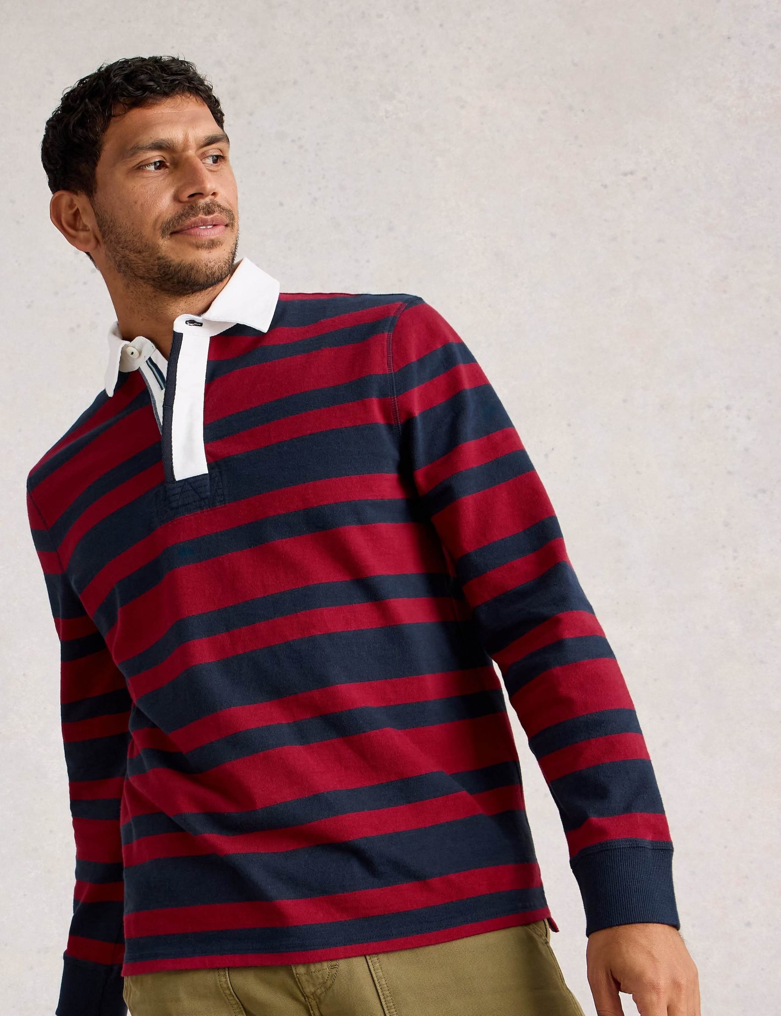 Pure Cotton Contrast Collar Stripe Rugby Shirt 3 of 6