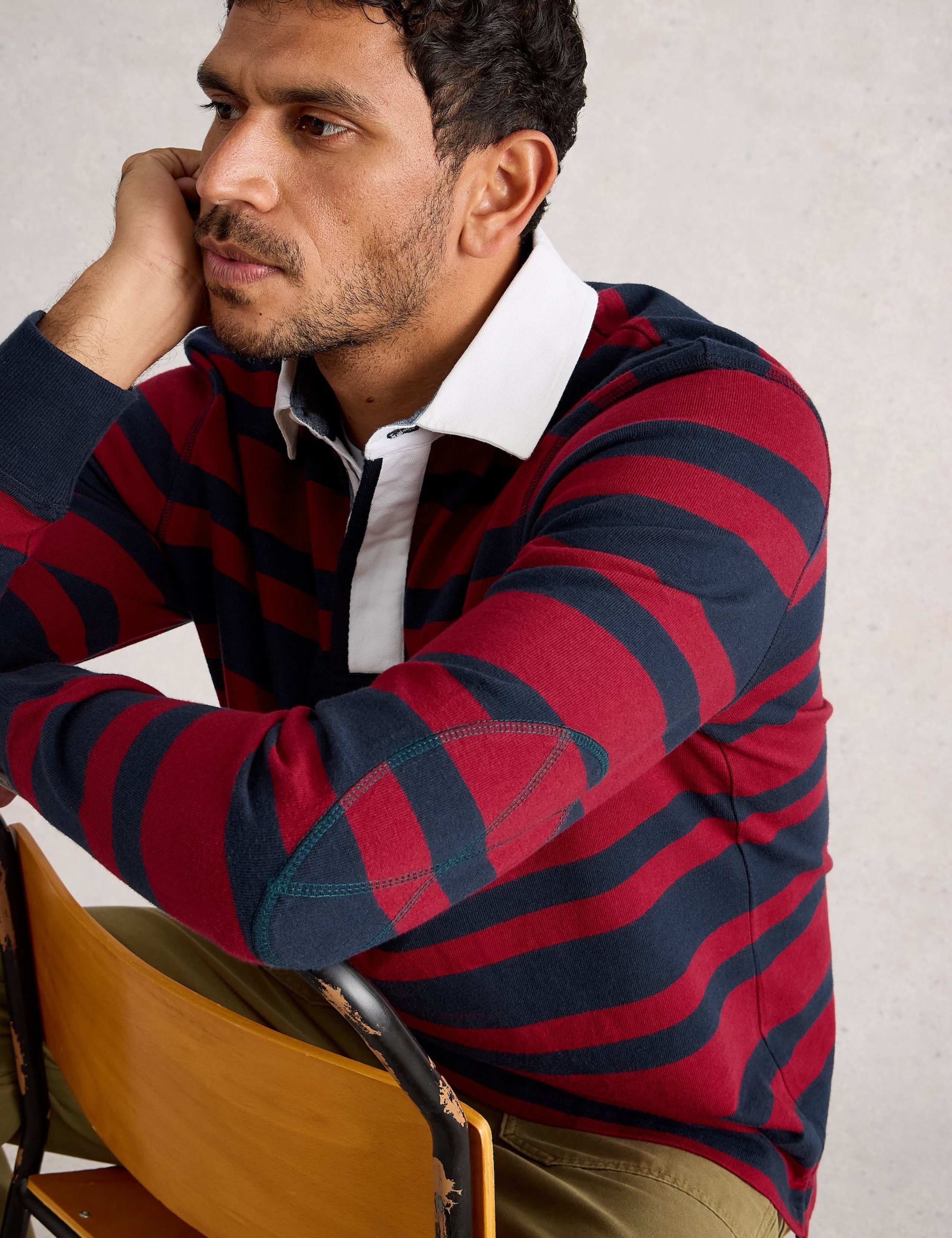 Pure Cotton Contrast Collar Stripe Rugby Shirt 5 of 6