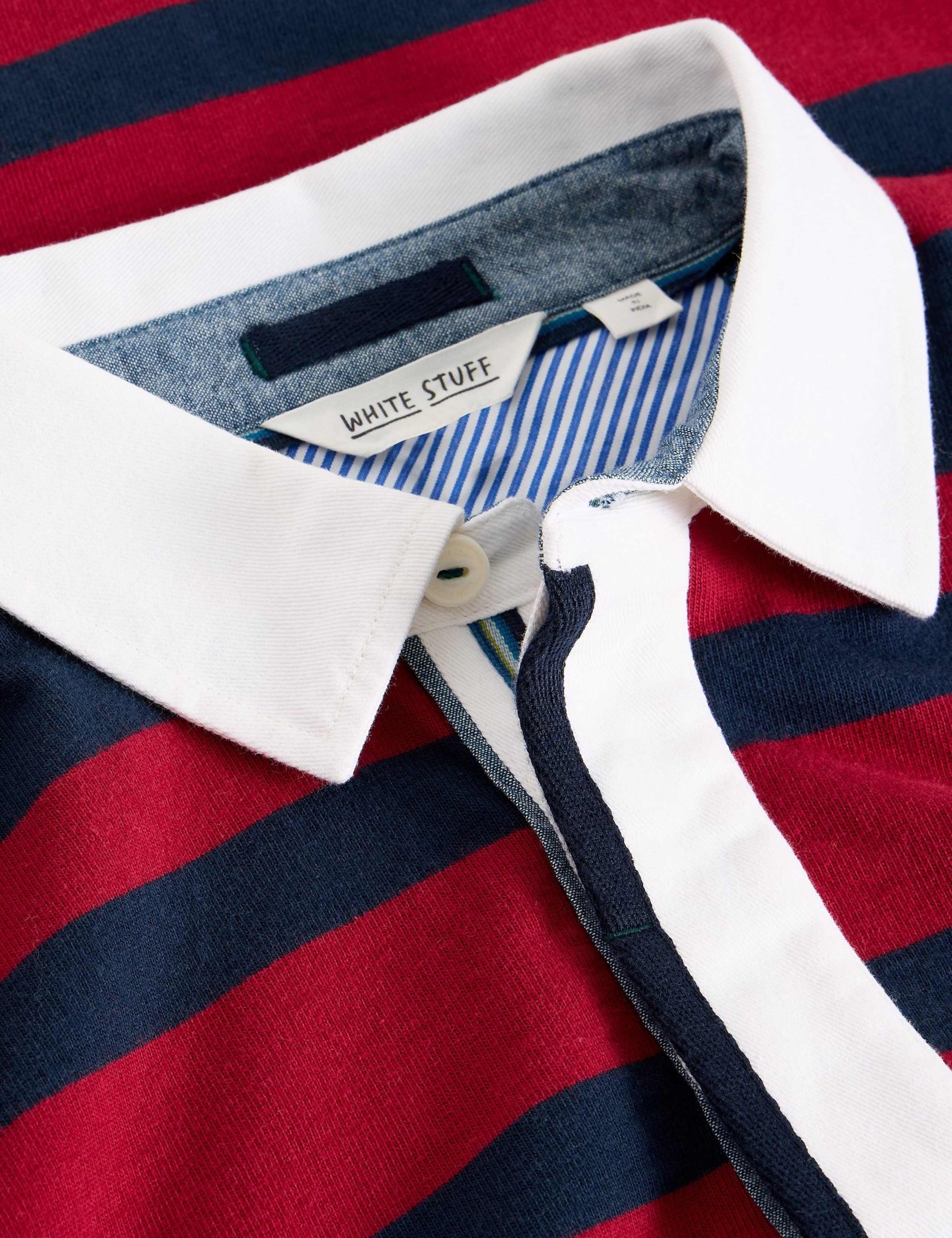 Pure Cotton Contrast Collar Stripe Rugby Shirt 6 of 6