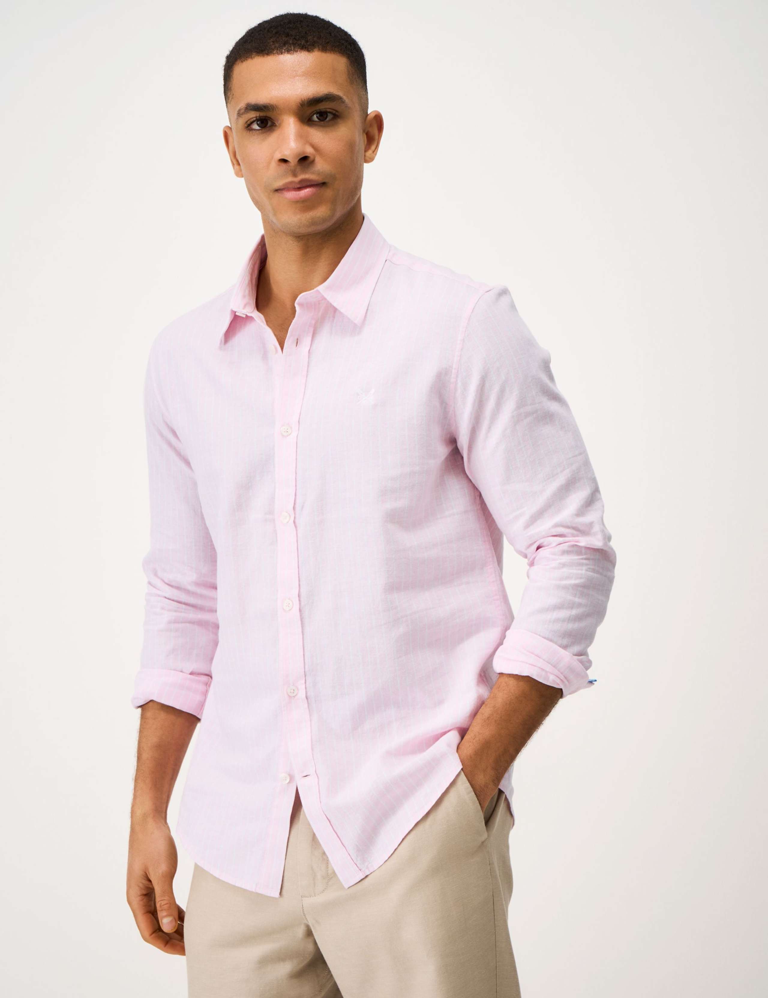 Regular Fit Linen and Cotton Striped Shirt 3 of 5
