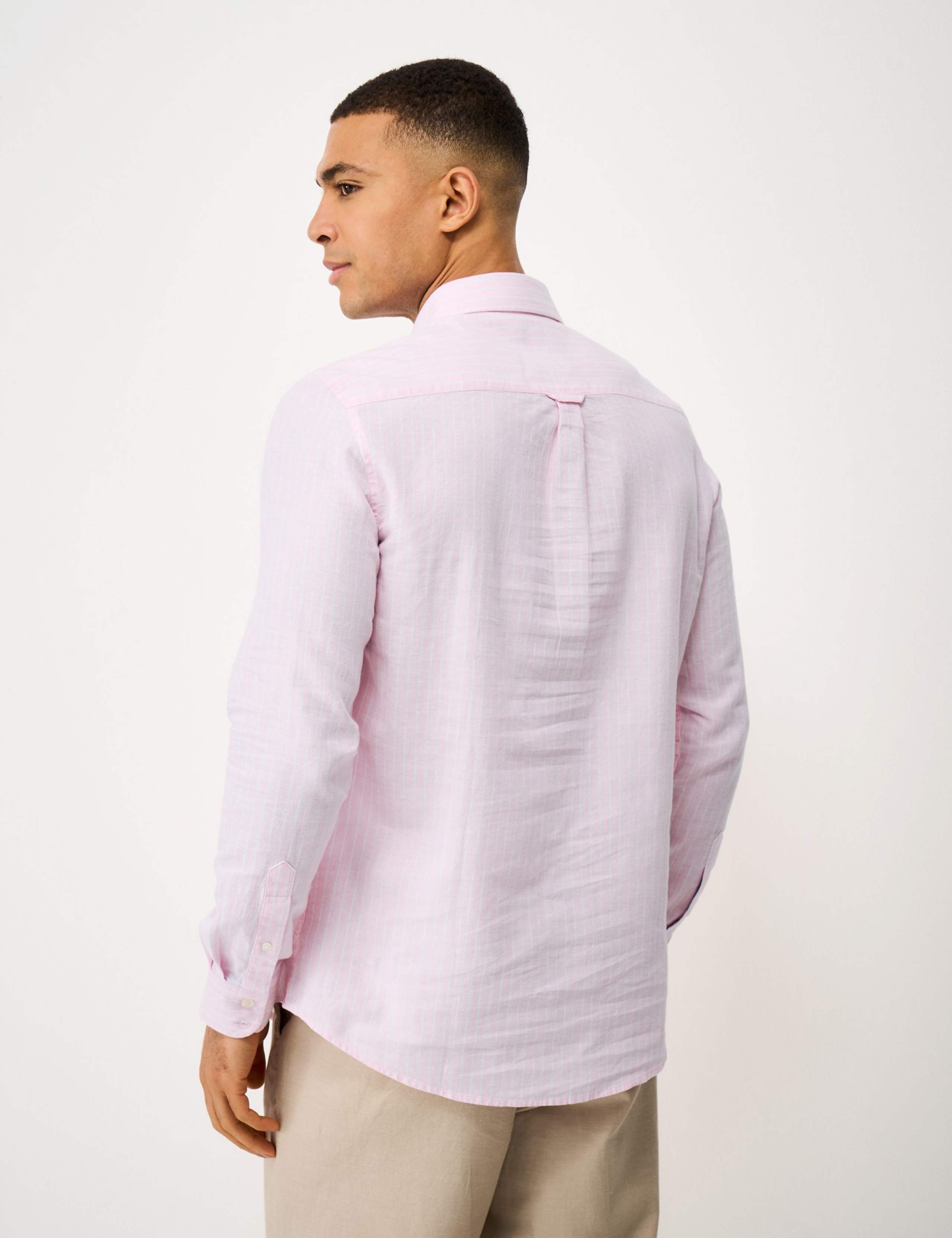 Regular Fit Linen and Cotton Striped Shirt 4 of 5