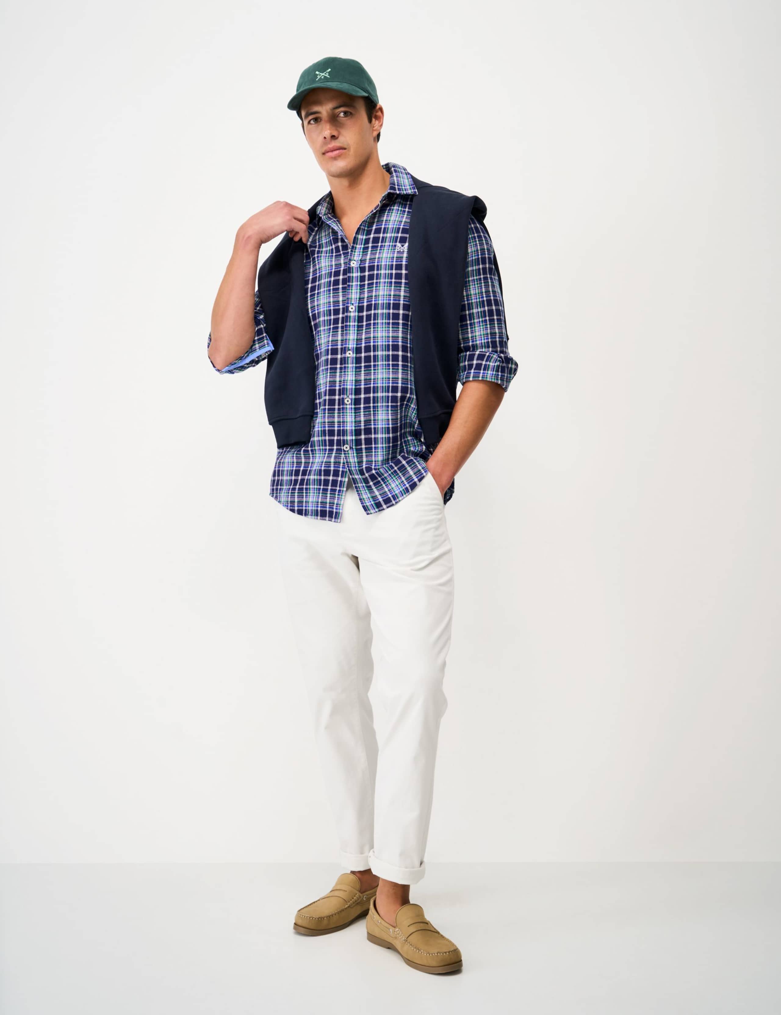 Regular Fit Linen and Cotton Checked Shirt 1 of 5
