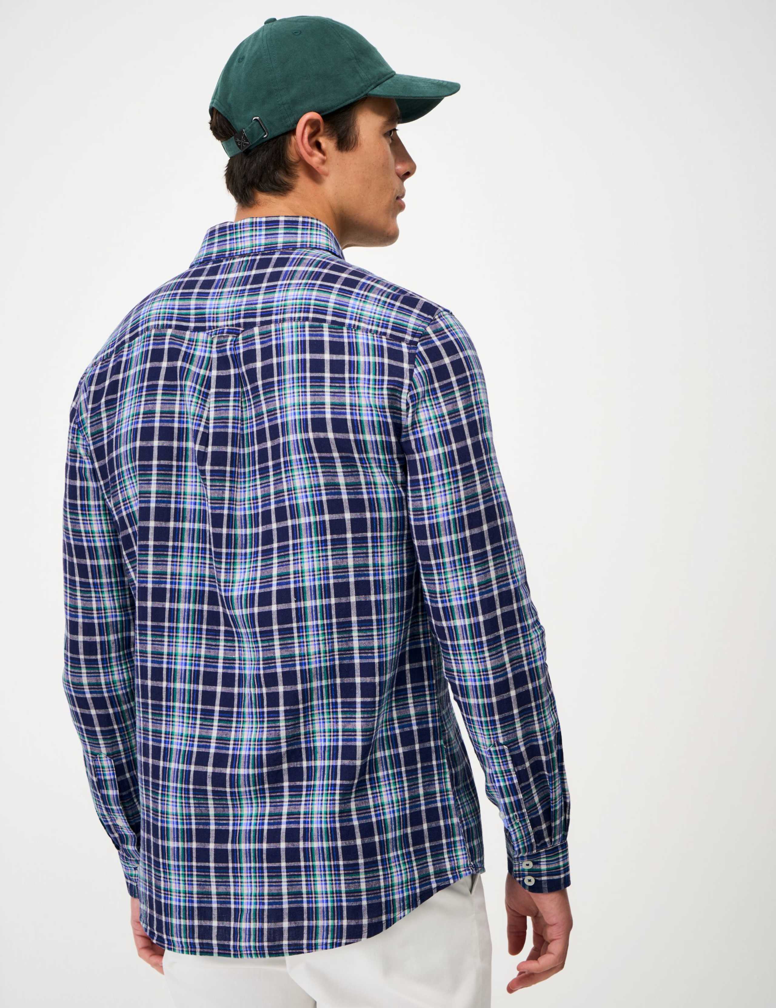 Regular Fit Linen and Cotton Checked Shirt 3 of 5