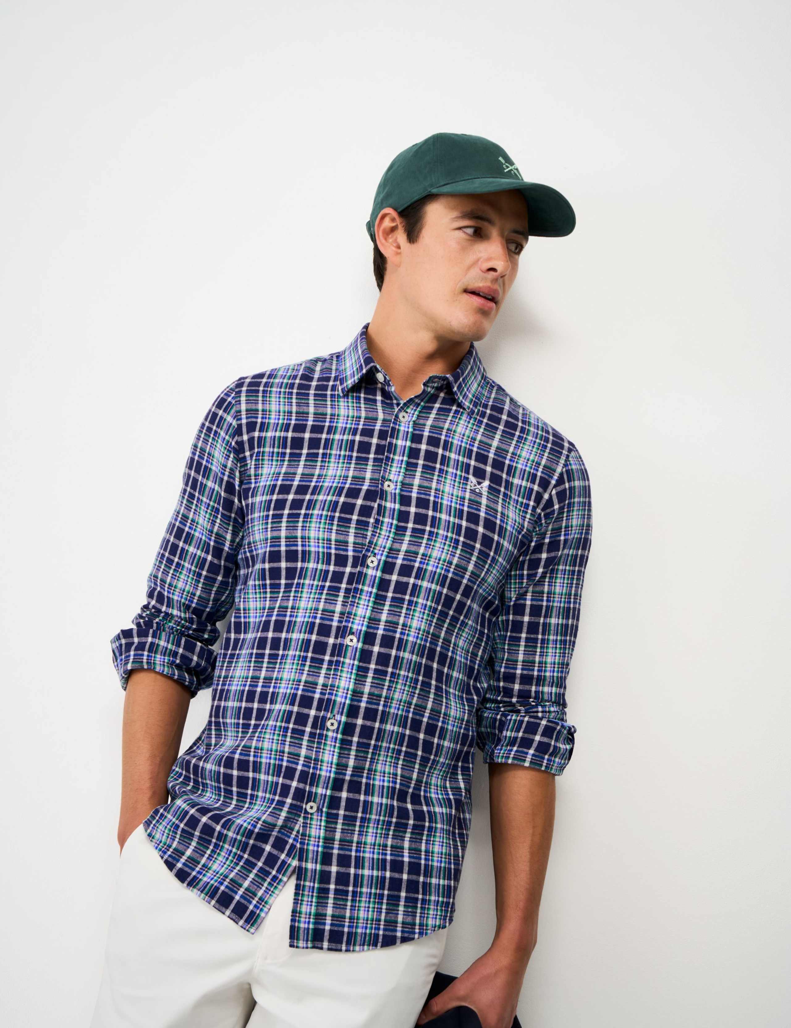 Regular Fit Linen and Cotton Checked Shirt 4 of 5