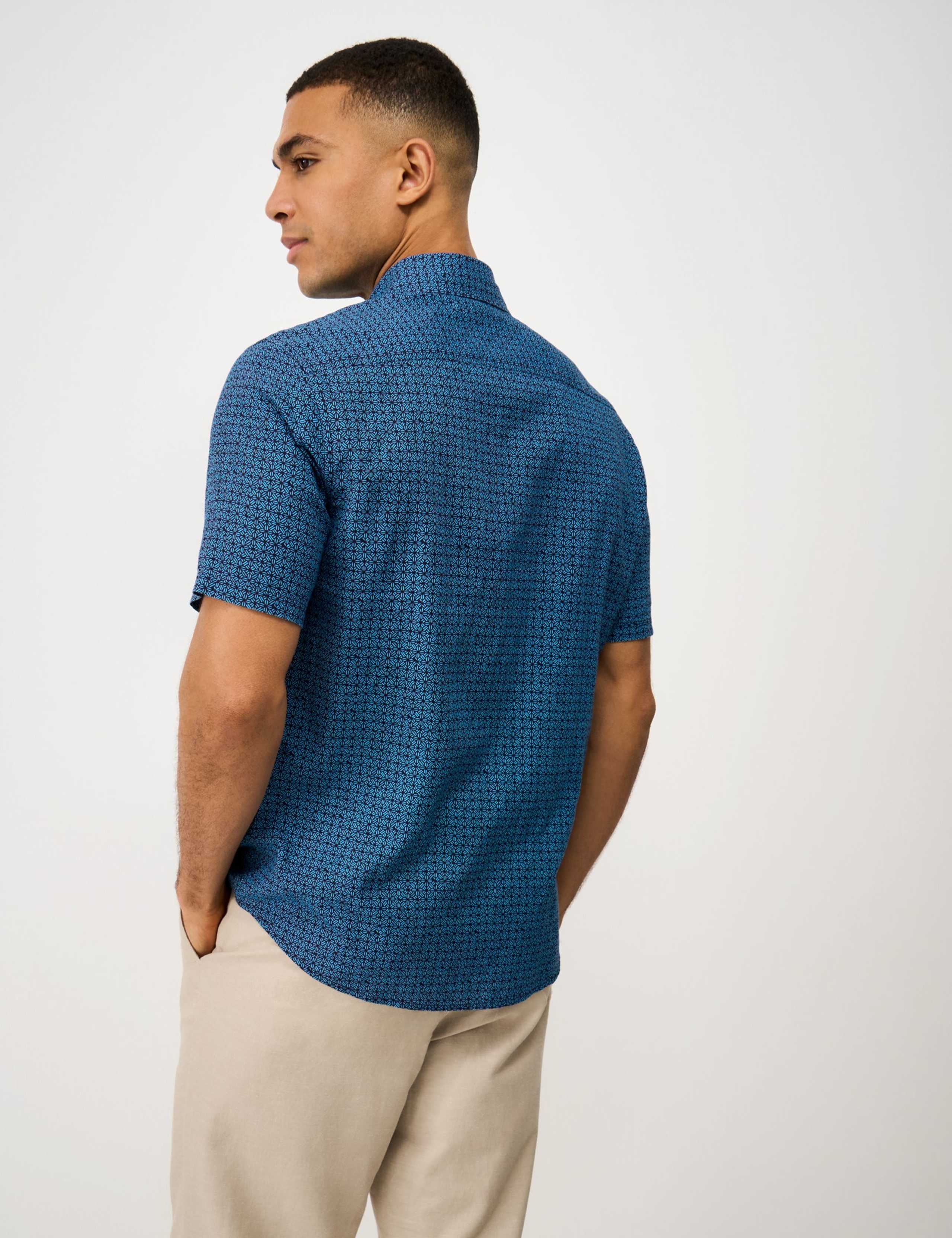 Relaxed Fit Linen Blend Geometric Shirt 3 of 5