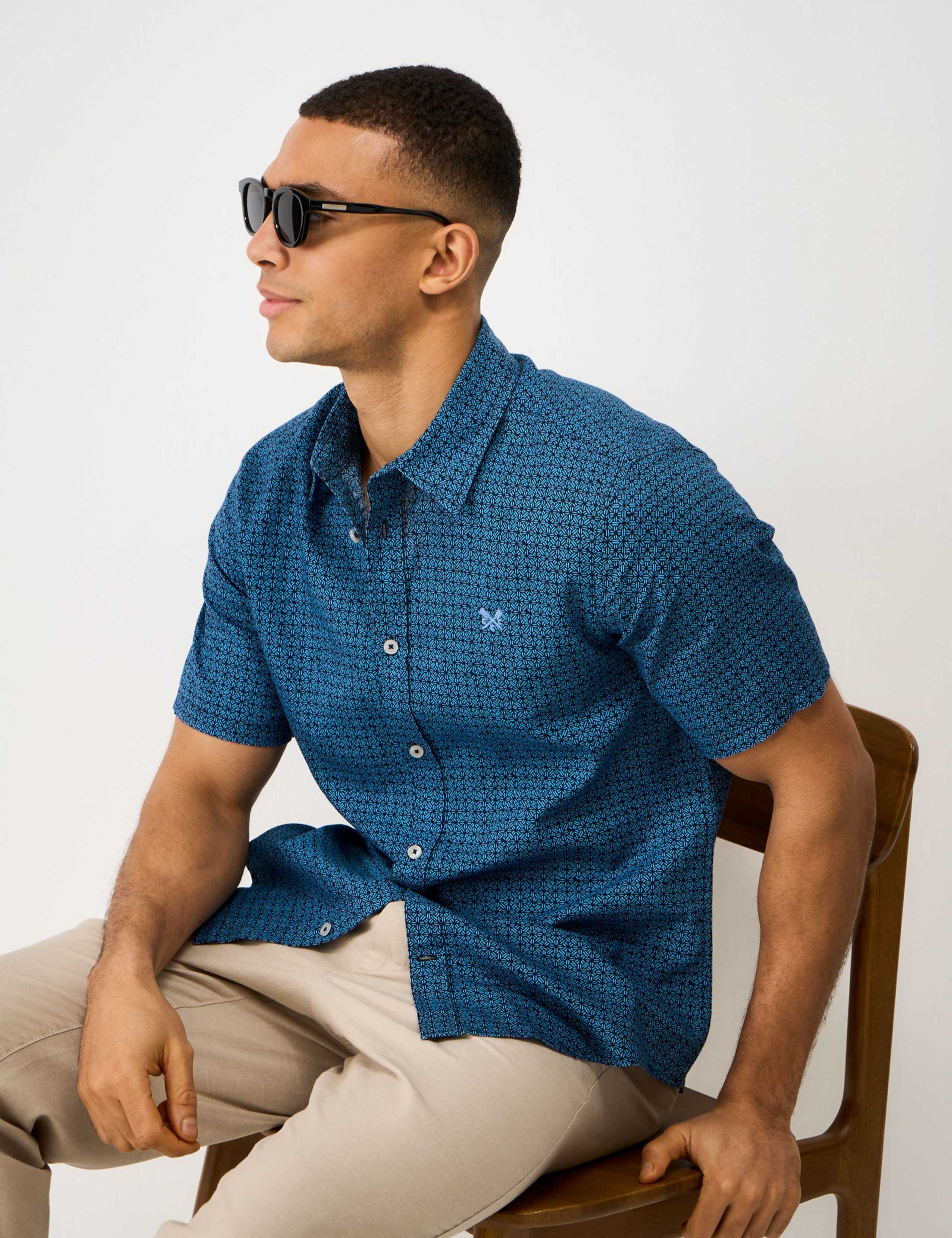 Relaxed Fit Linen Blend Geometric Shirt 5 of 5
