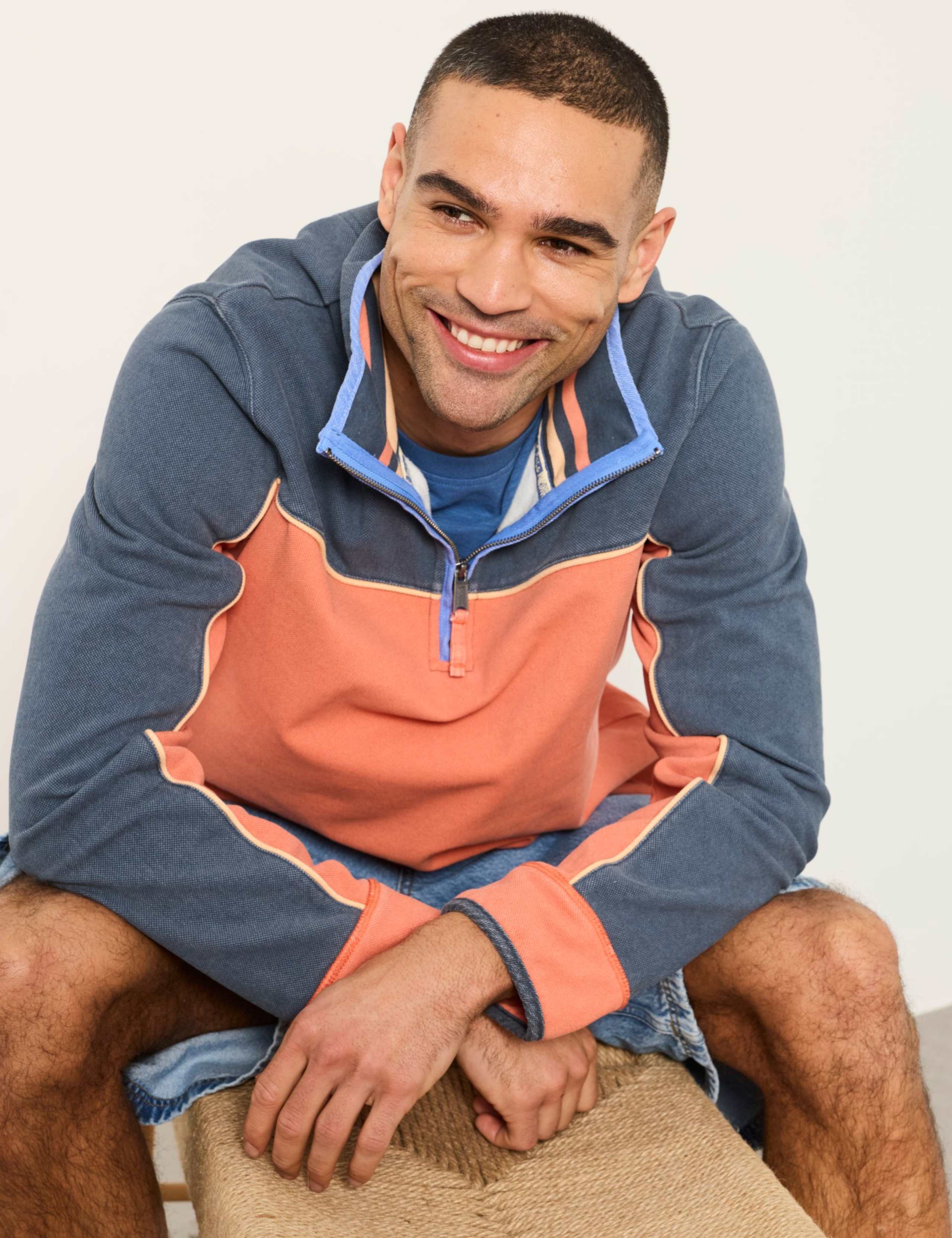 Pure Cotton Colour Block Half Zip Sweatshirt 6 of 6