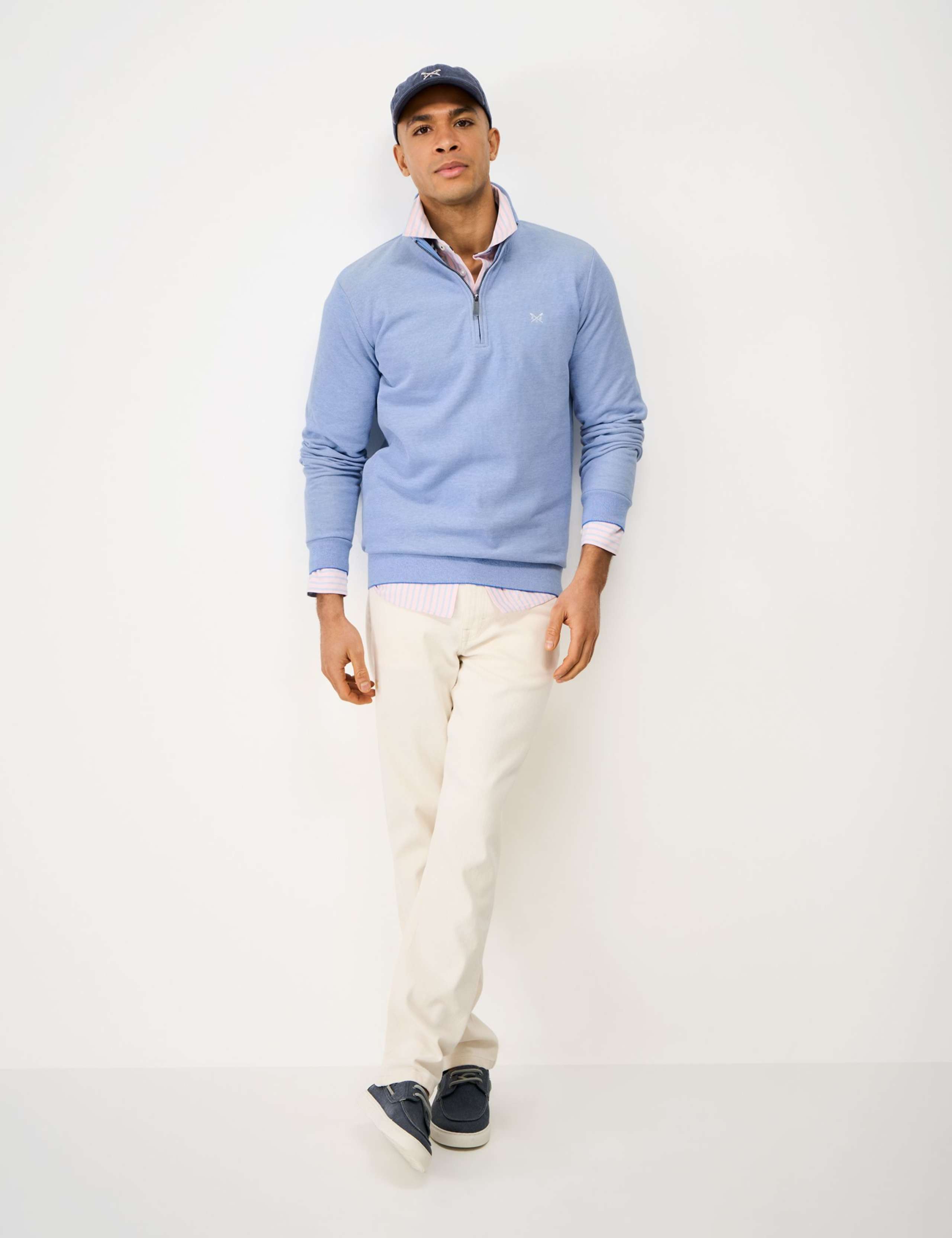 Pure Cotton Textured Half Zip Jumper 1 of 5