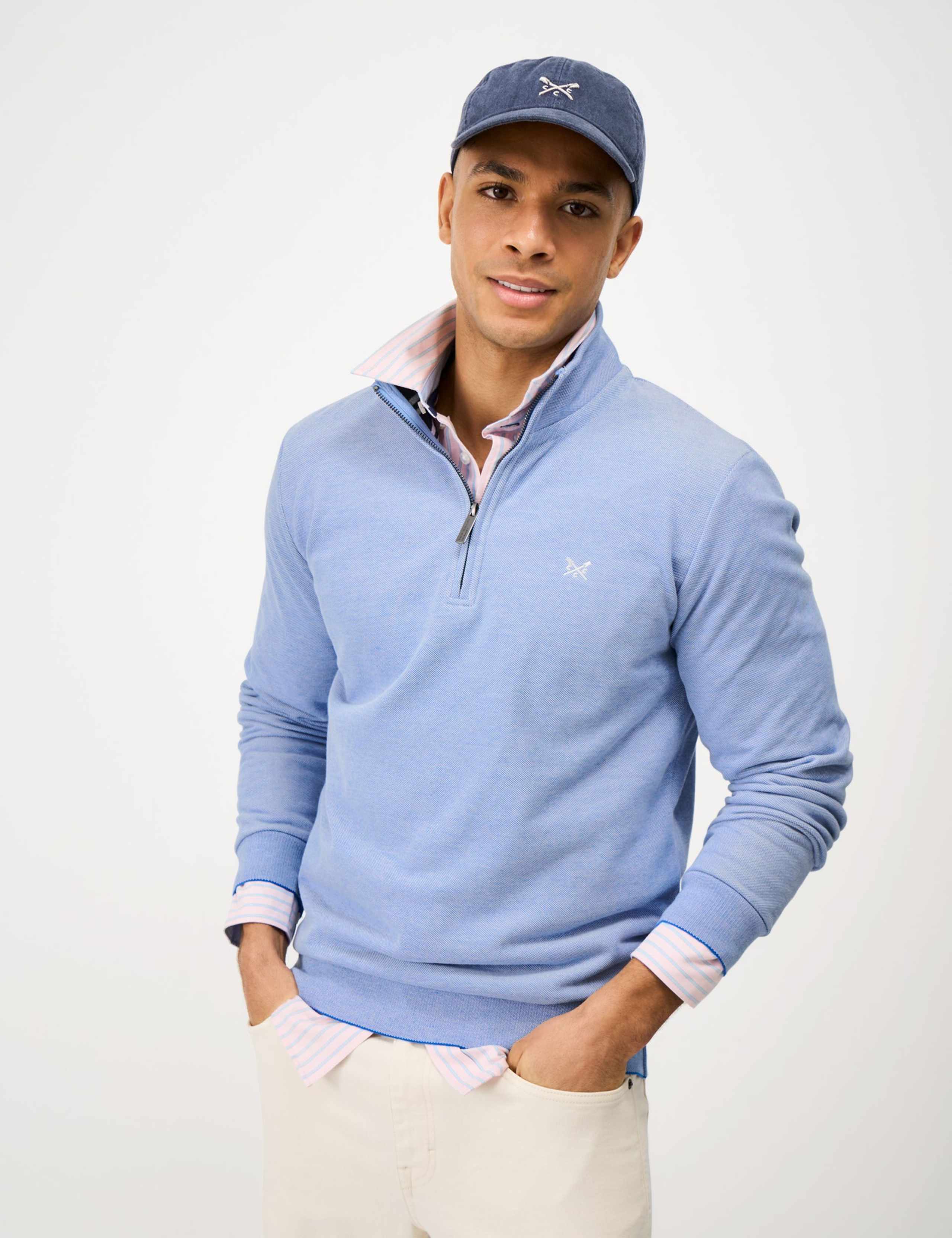 Pure Cotton Textured Half Zip Jumper 3 of 5