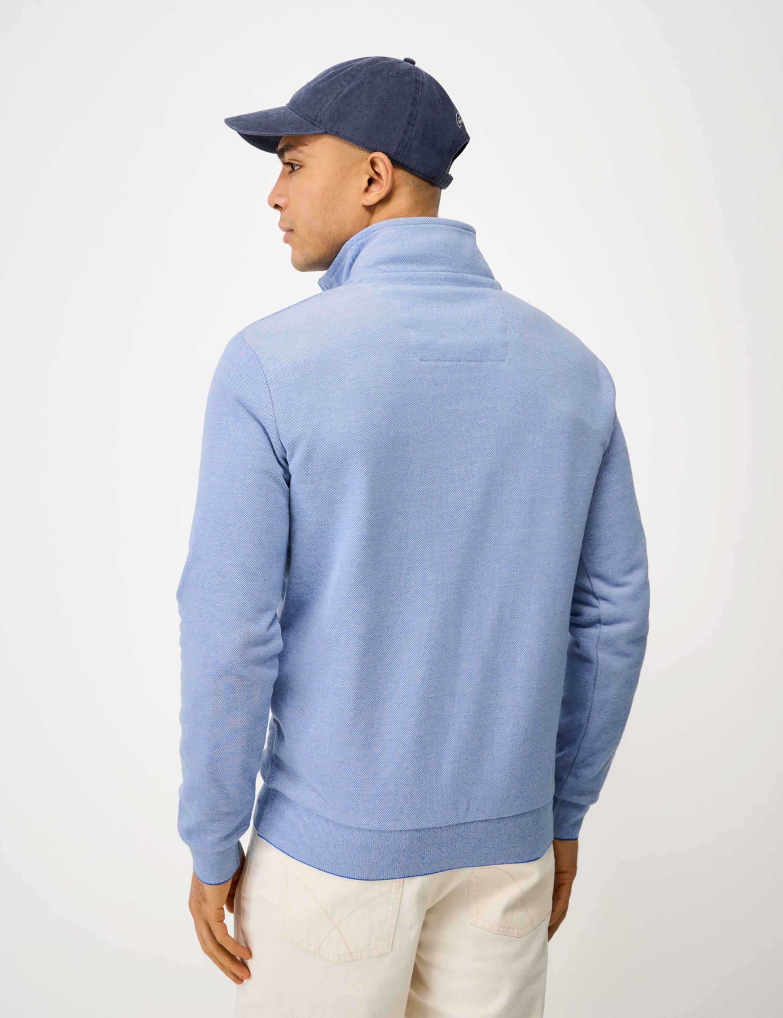 Pure Cotton Textured Half Zip Jumper 4 of 5
