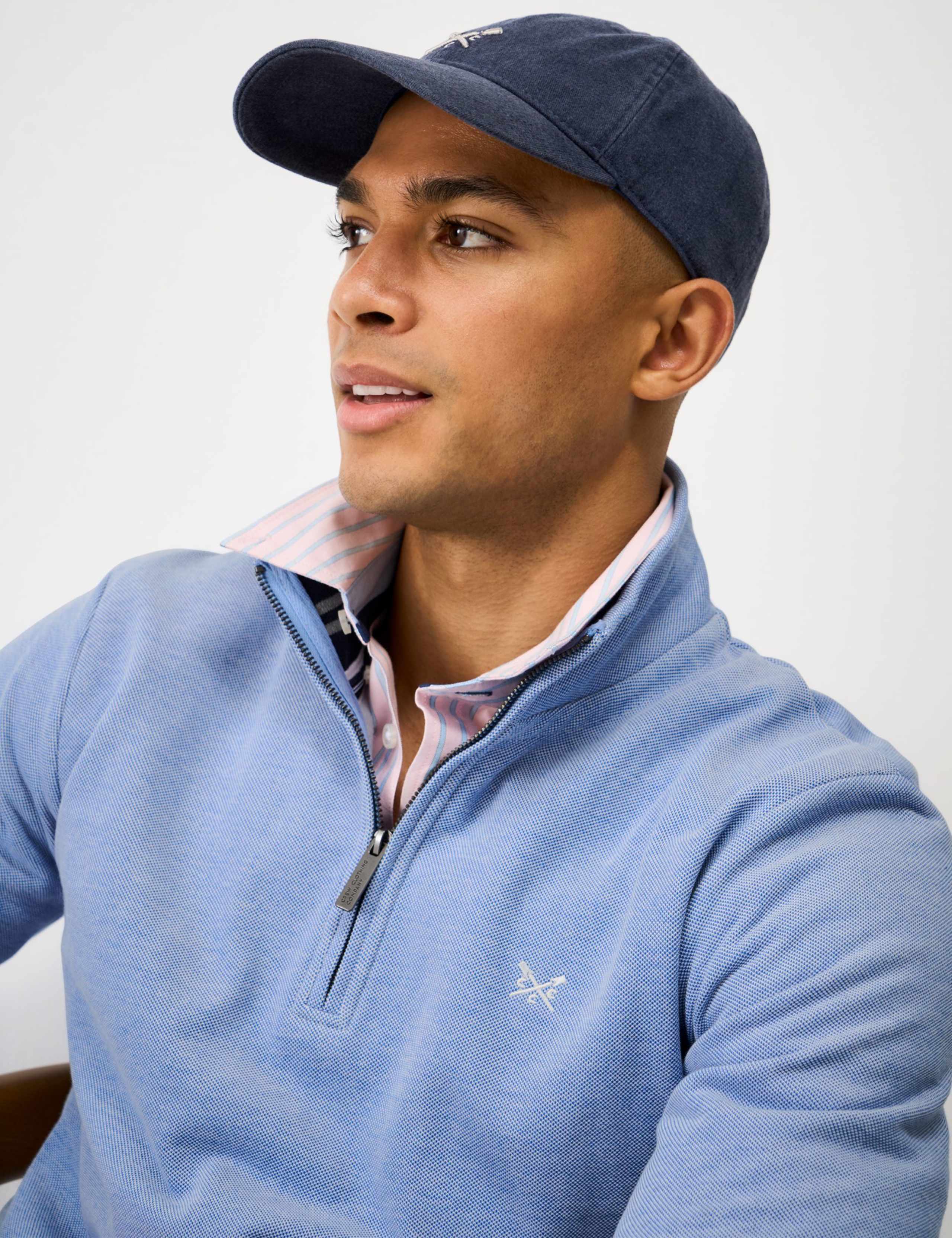 Pure Cotton Textured Half Zip Jumper 5 of 5