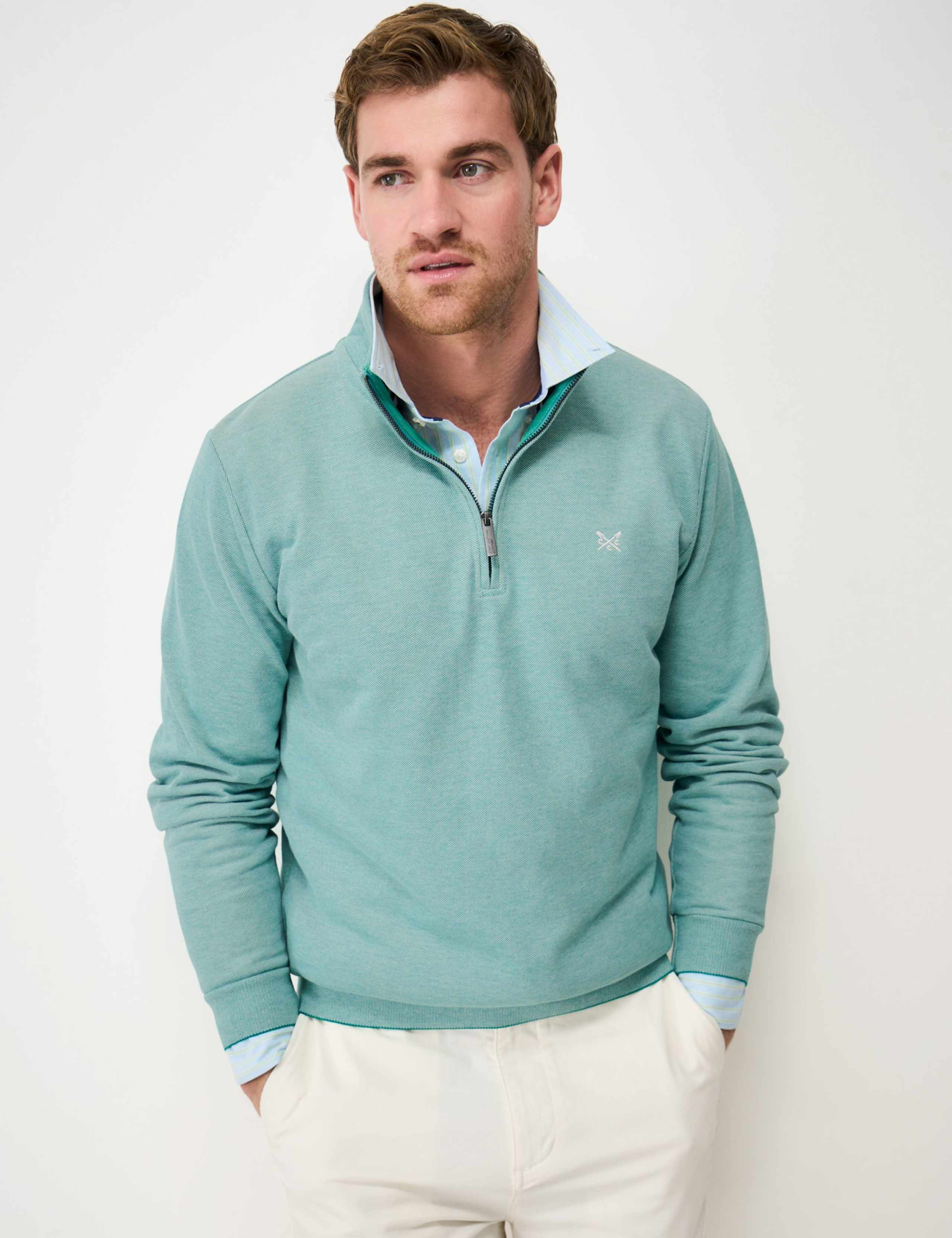 Pure Cotton Textured Half Zip Jumper 3 of 5