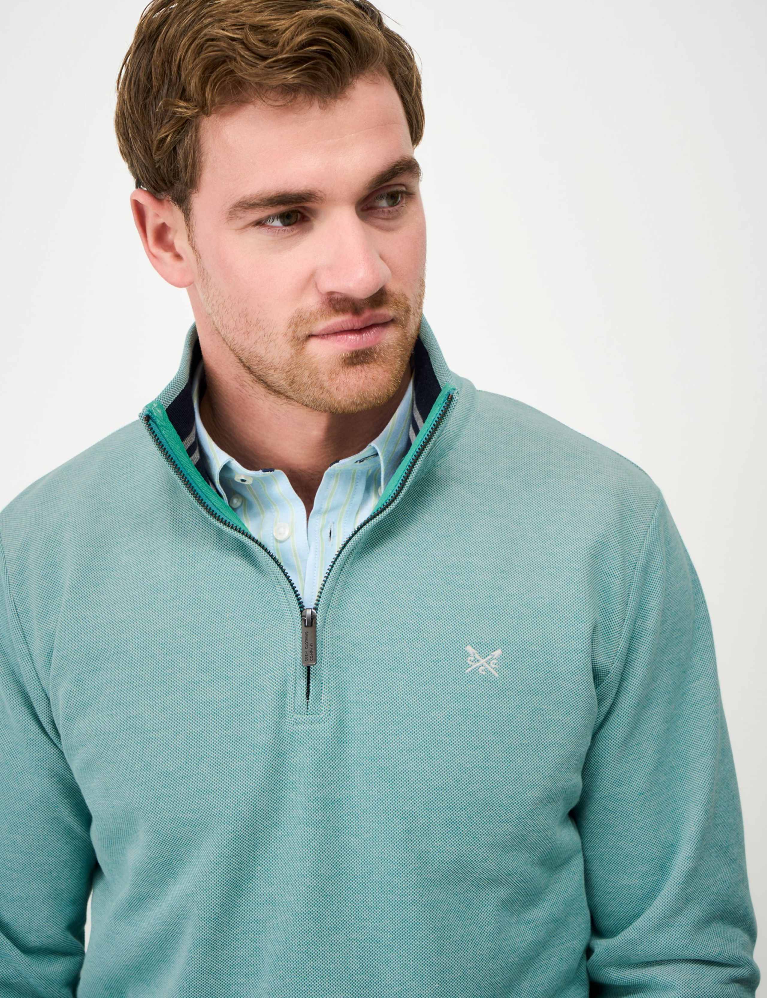 Pure Cotton Textured Half Zip Jumper 5 of 5