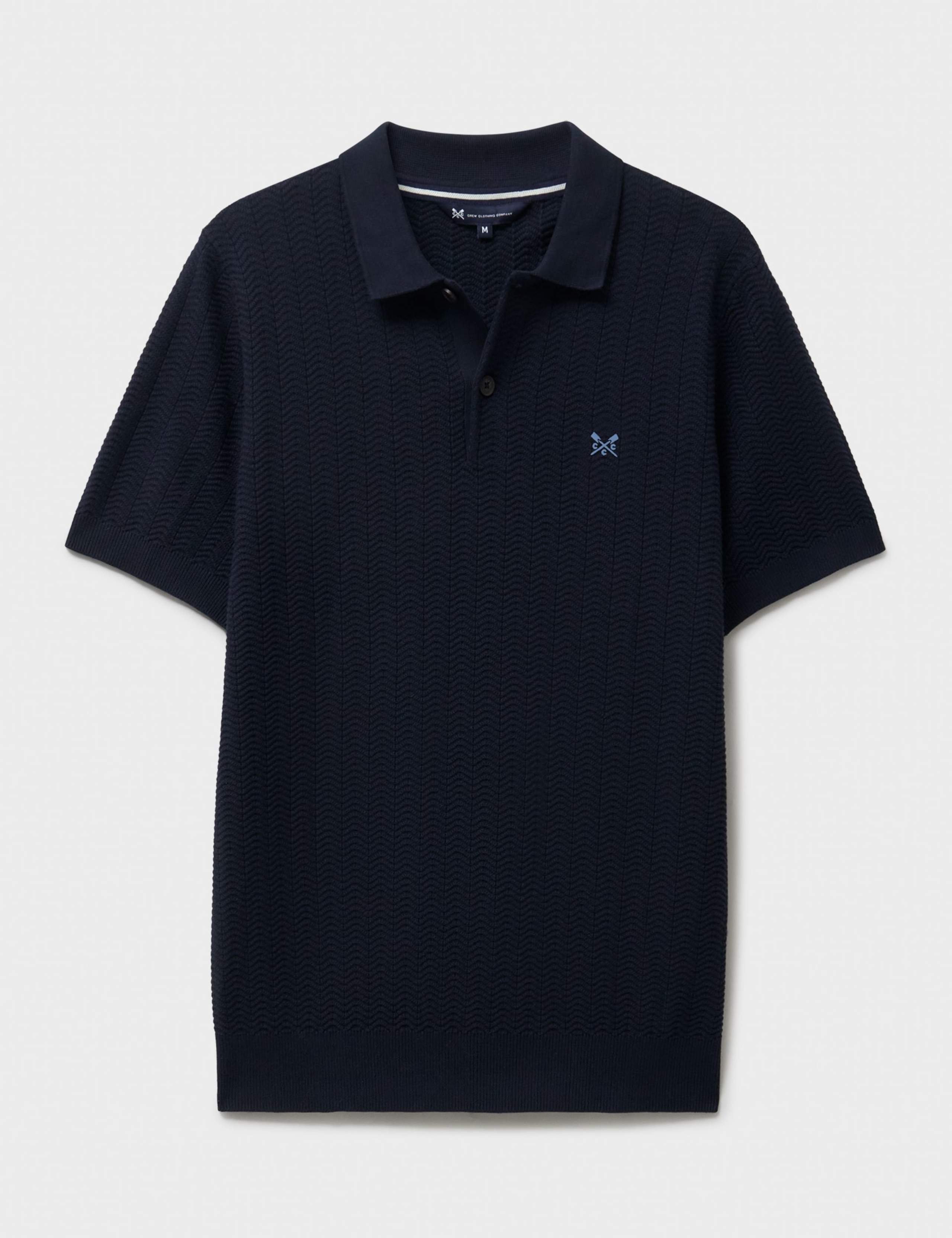 Pure Cotton Herringbone Knitted Polo Shirt 2 of 5