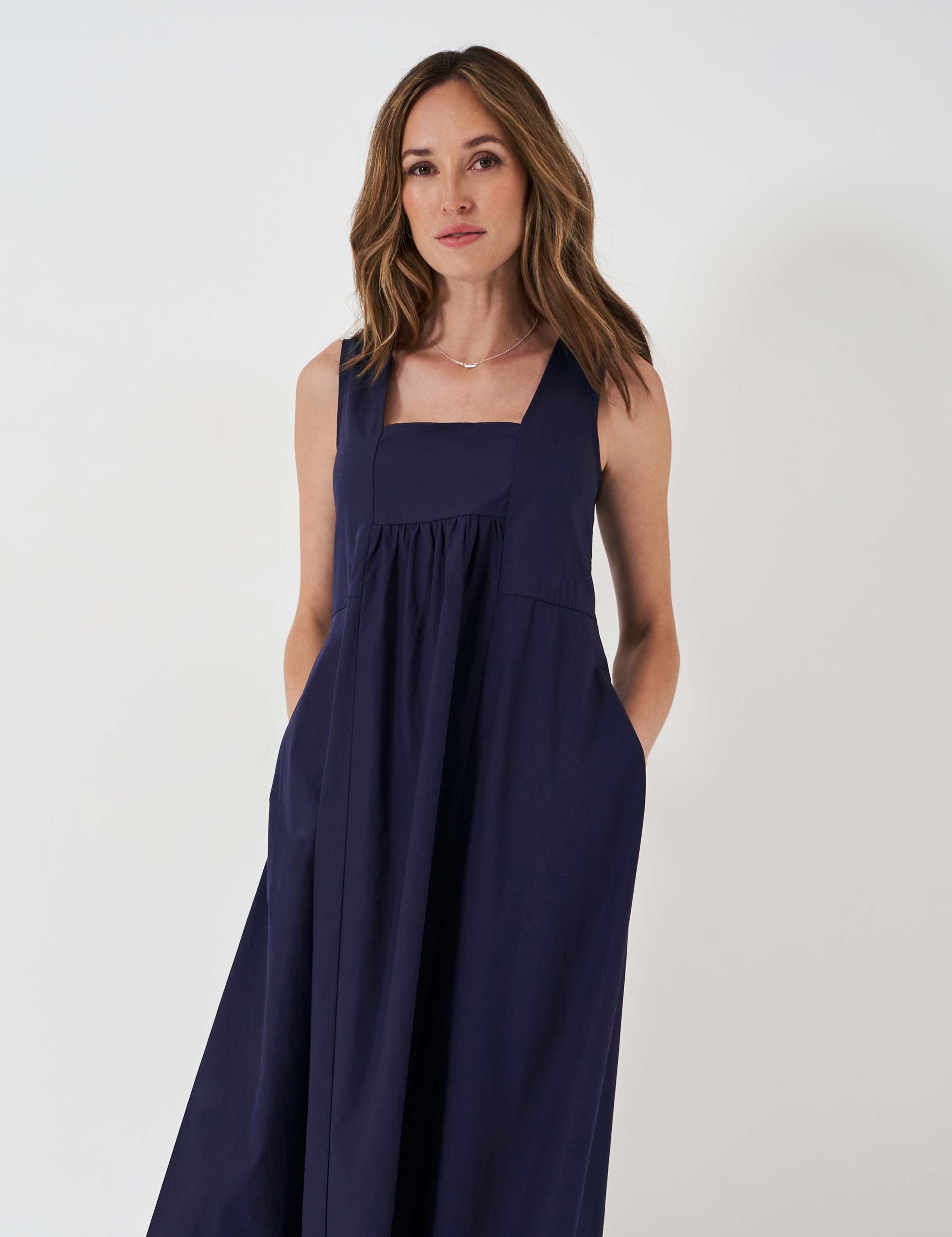 Pure Cotton Square Neck Midi Shirred Dress 2 of 4