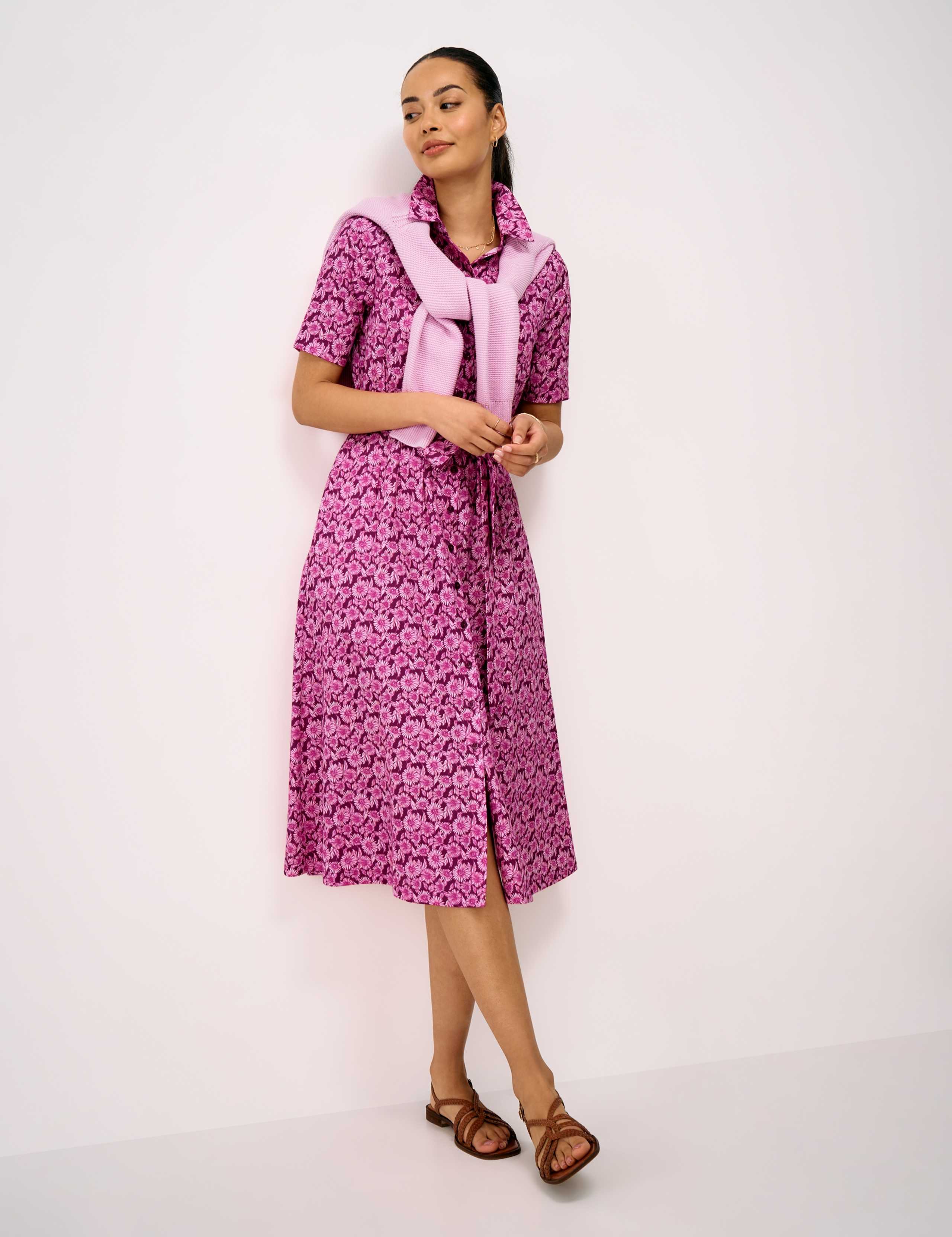 Lyocell Rich Floral Midi Shirt Dress 3 of 5