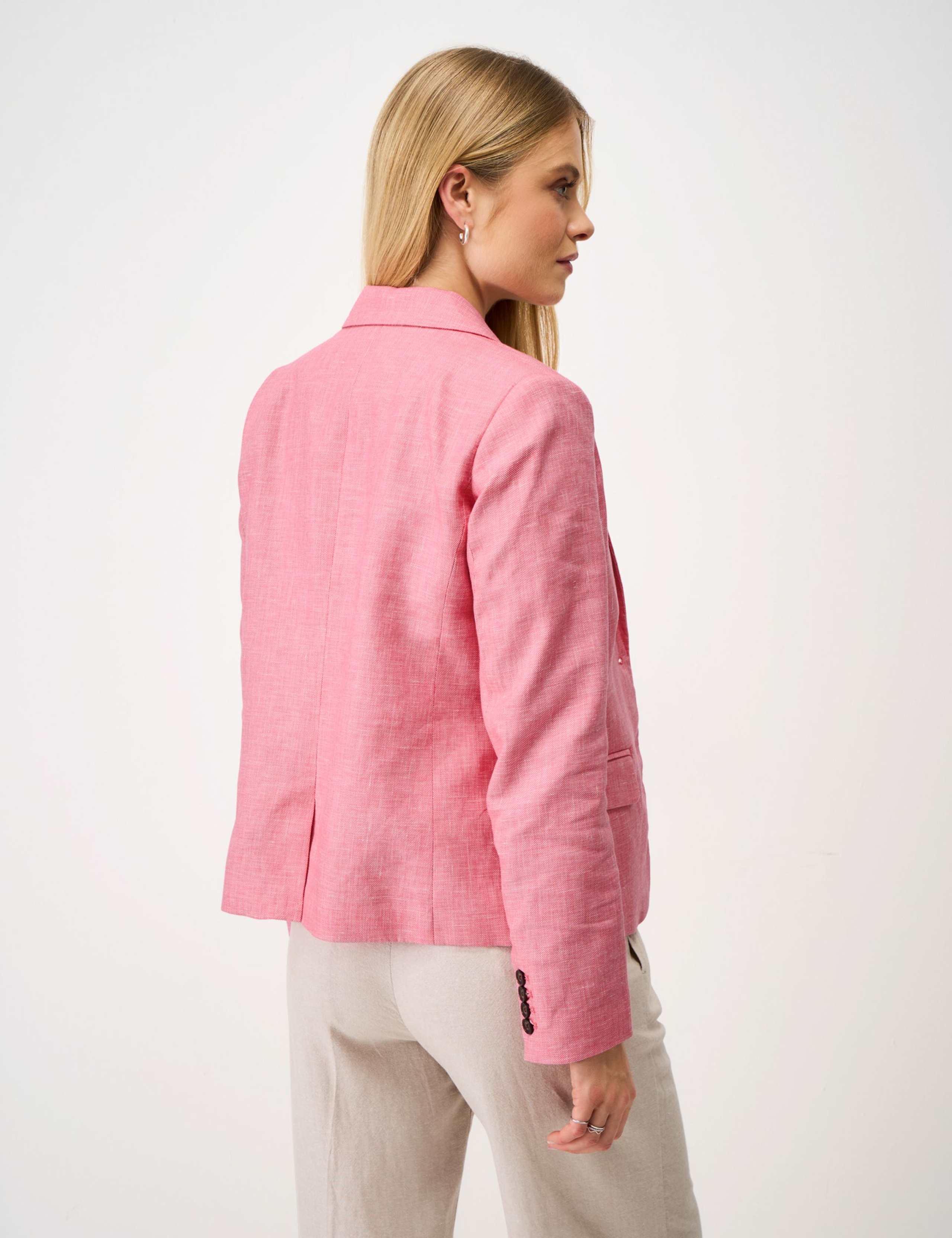 Linen Blend Textured Single Breasted Blazer 4 of 5