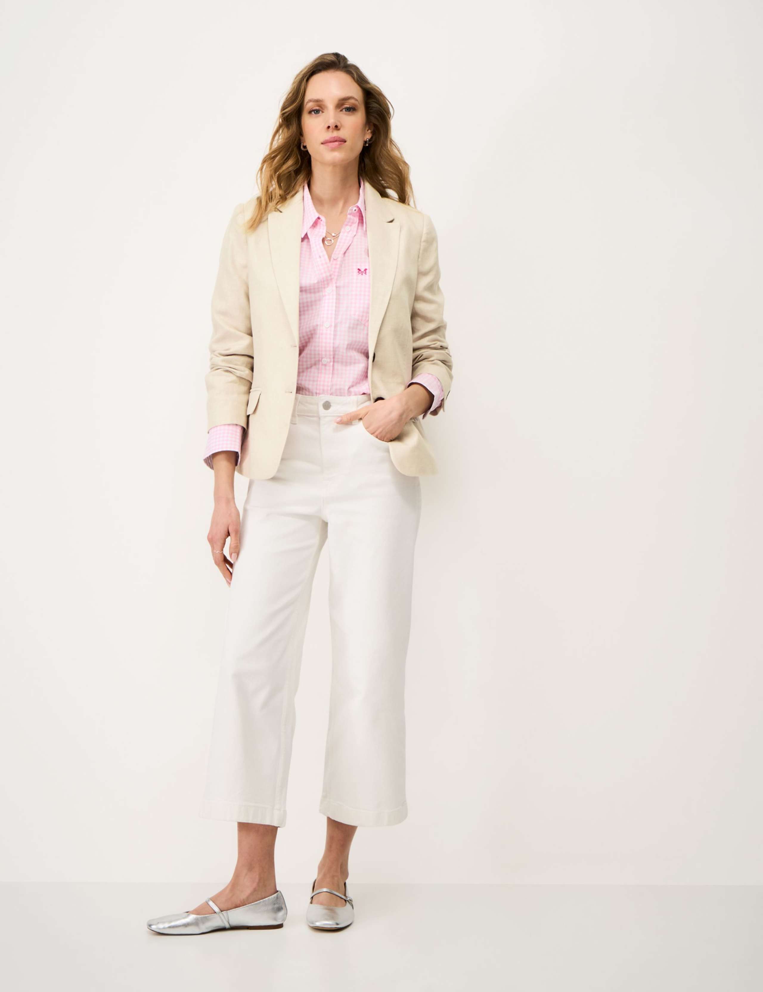 Linen Blend Textured Single Breasted Blazer 1 of 5