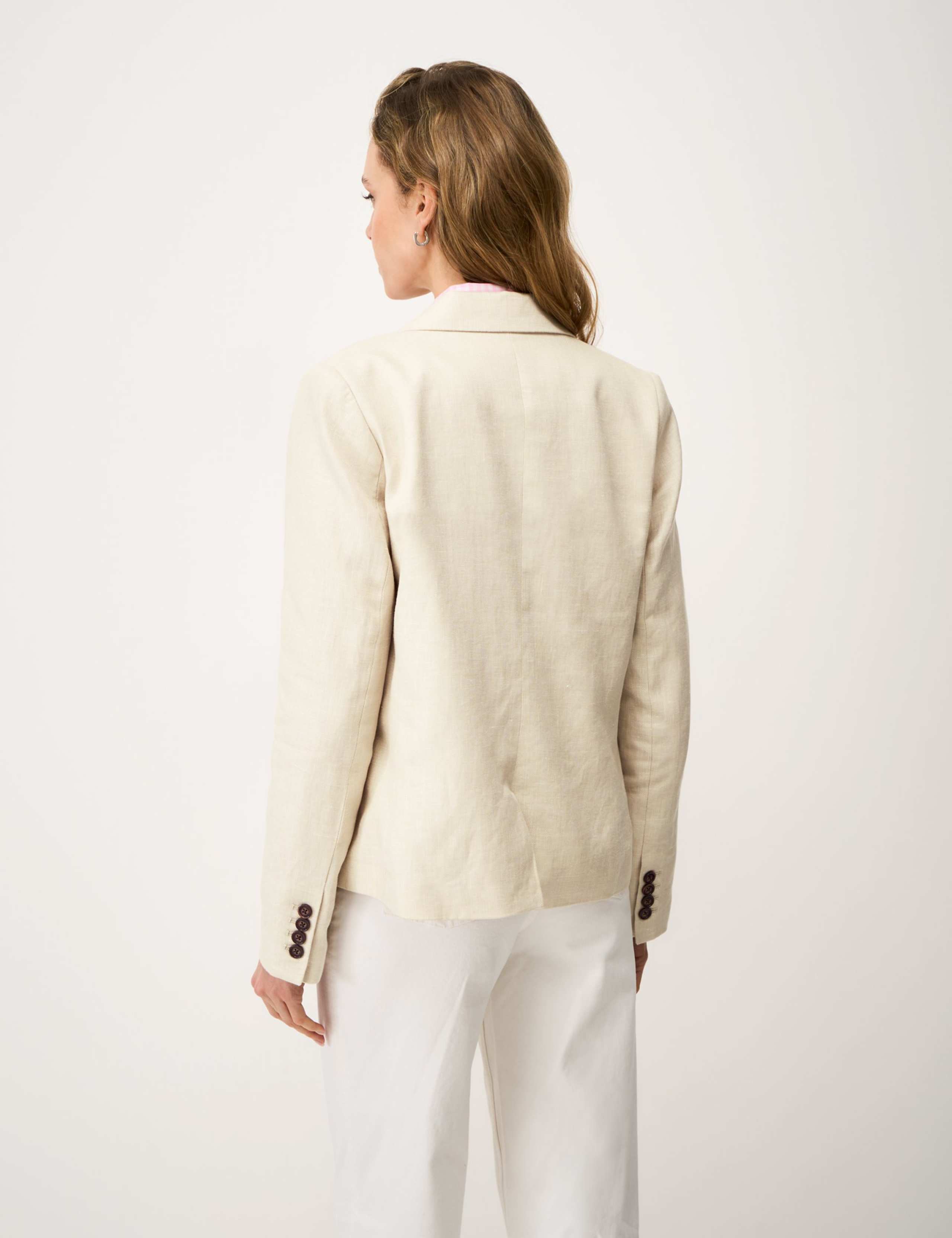 Linen Blend Textured Single Breasted Blazer 4 of 5