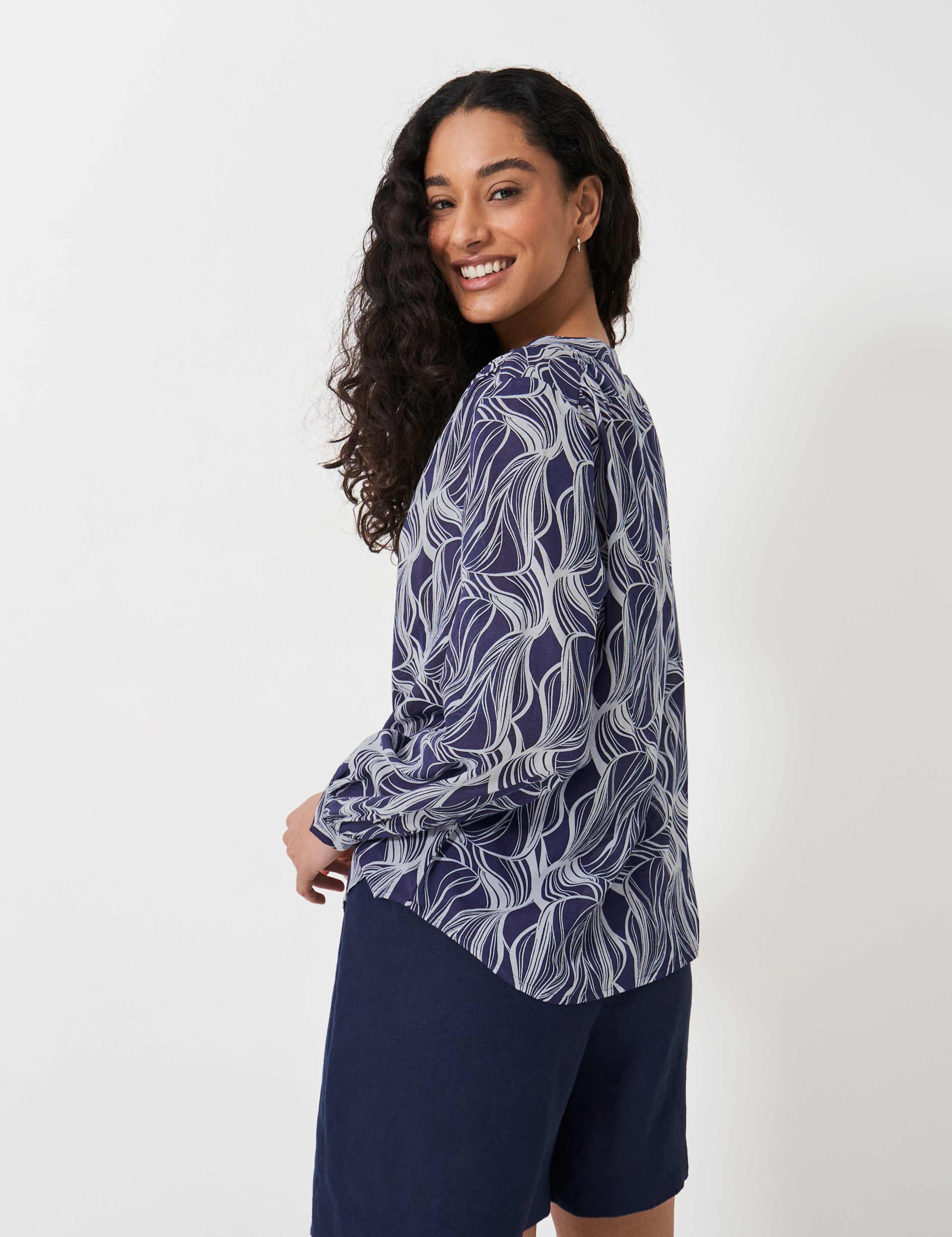 Cotton Rich Floral Button Through Blouse 4 of 5