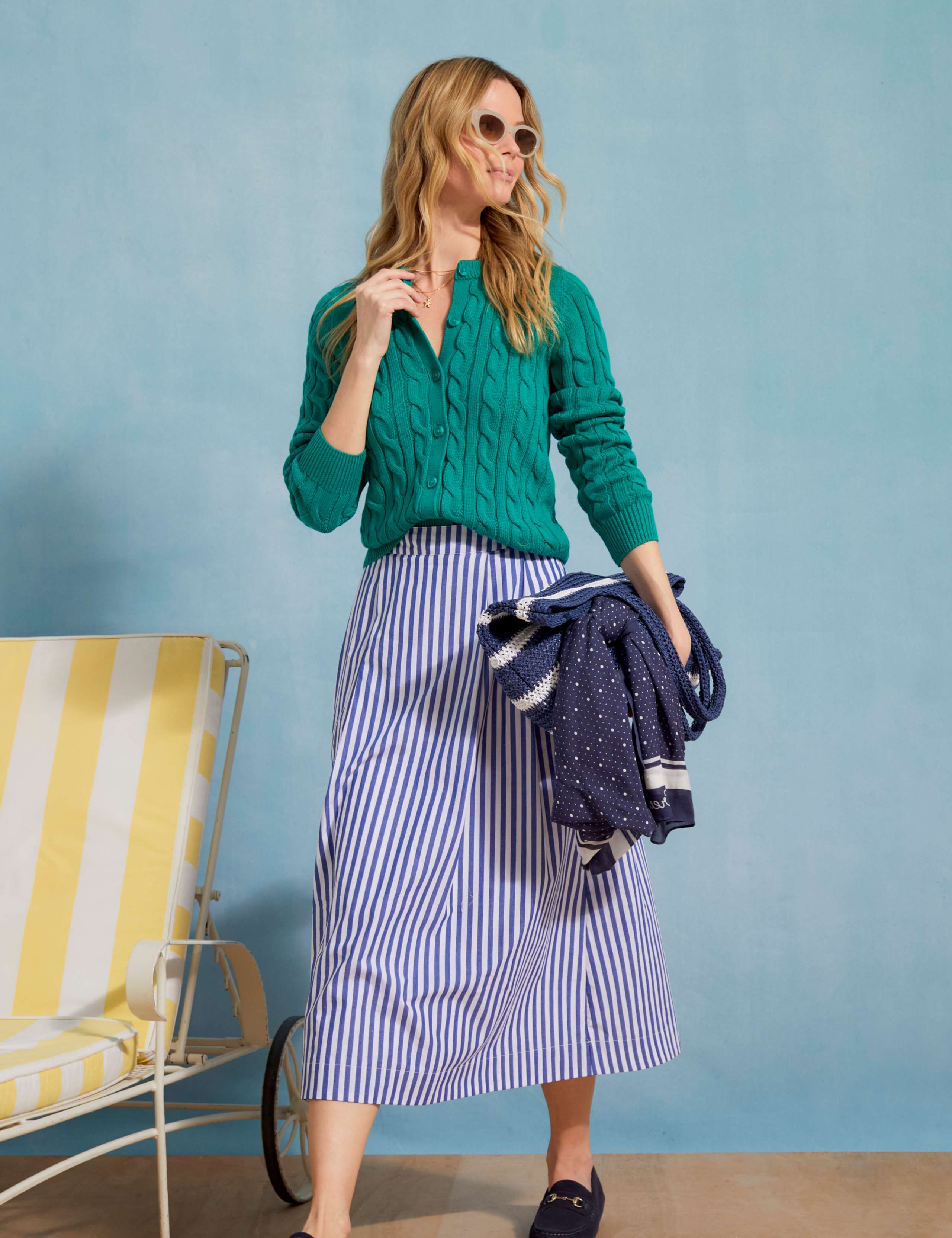 Pure Cotton Striped Midi A-Line Skirt 6 of 6