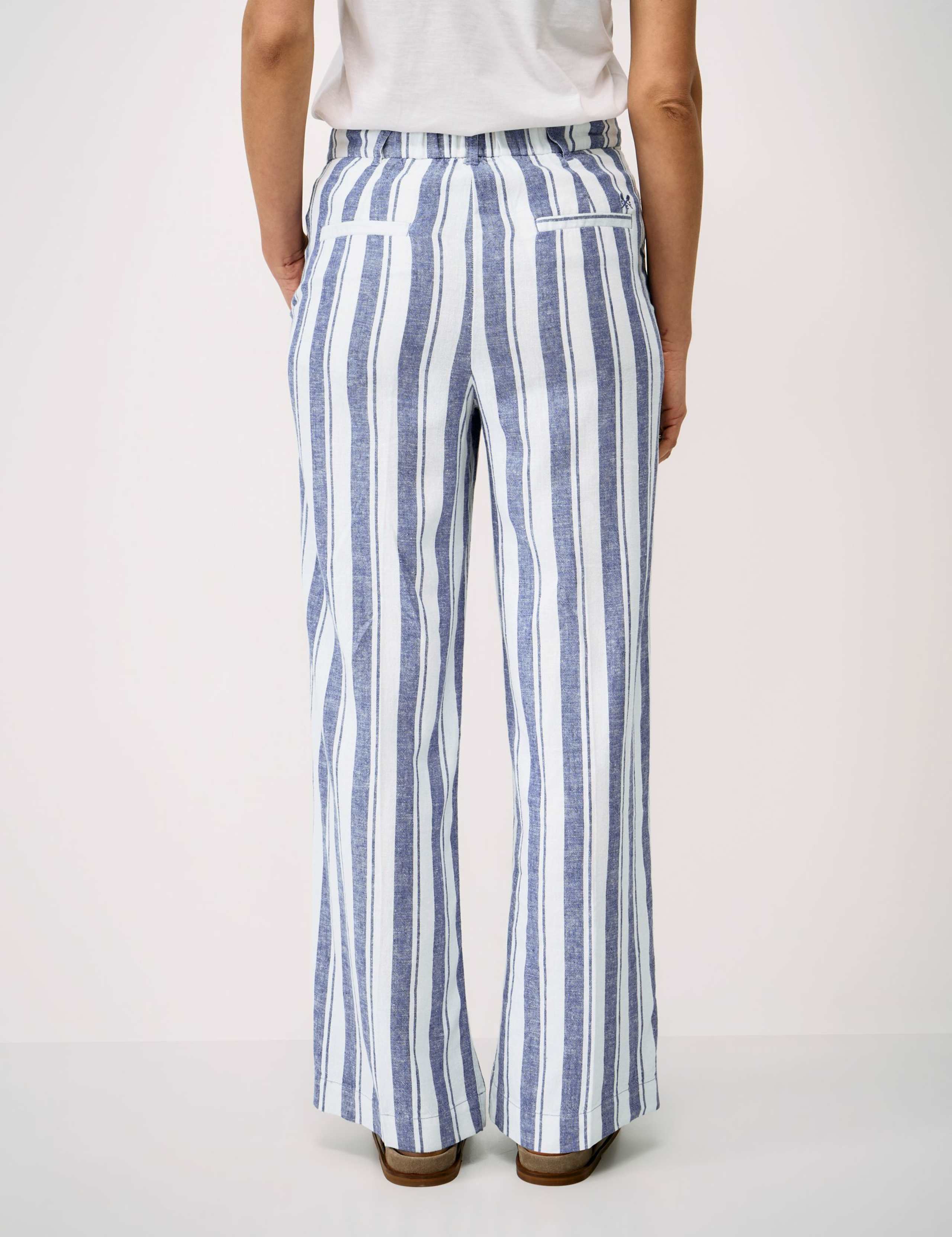Linen Rich Striped Wide Leg Trousers 4 of 5