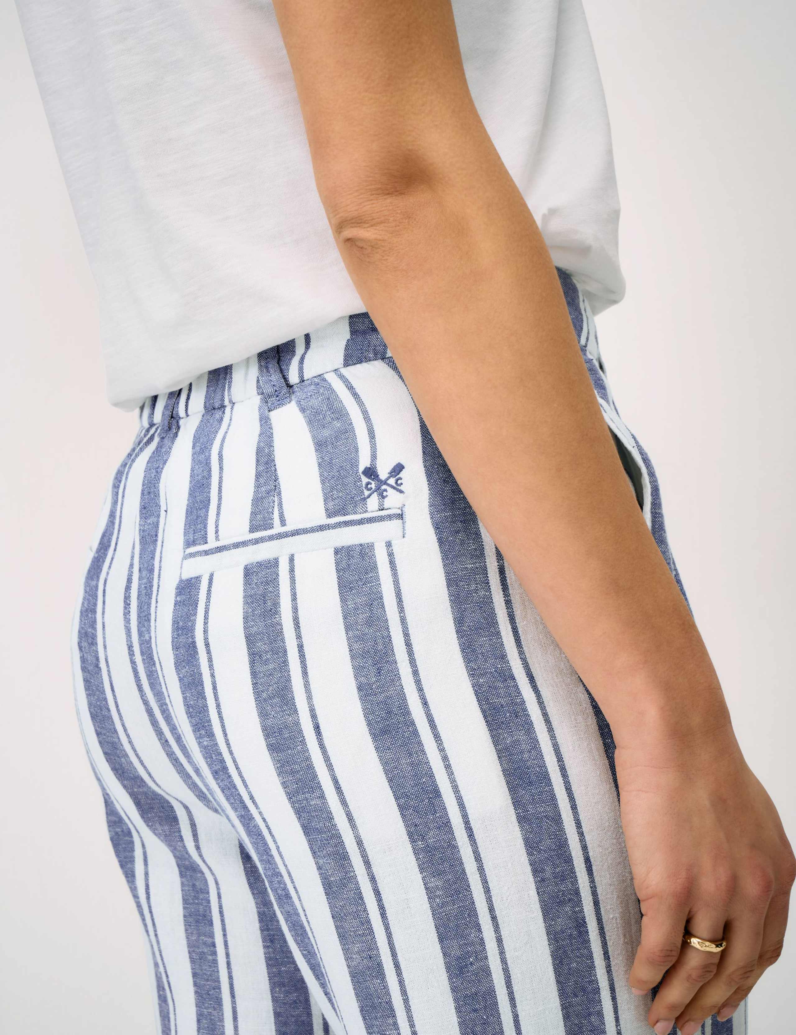 Linen Rich Striped Wide Leg Trousers 5 of 5