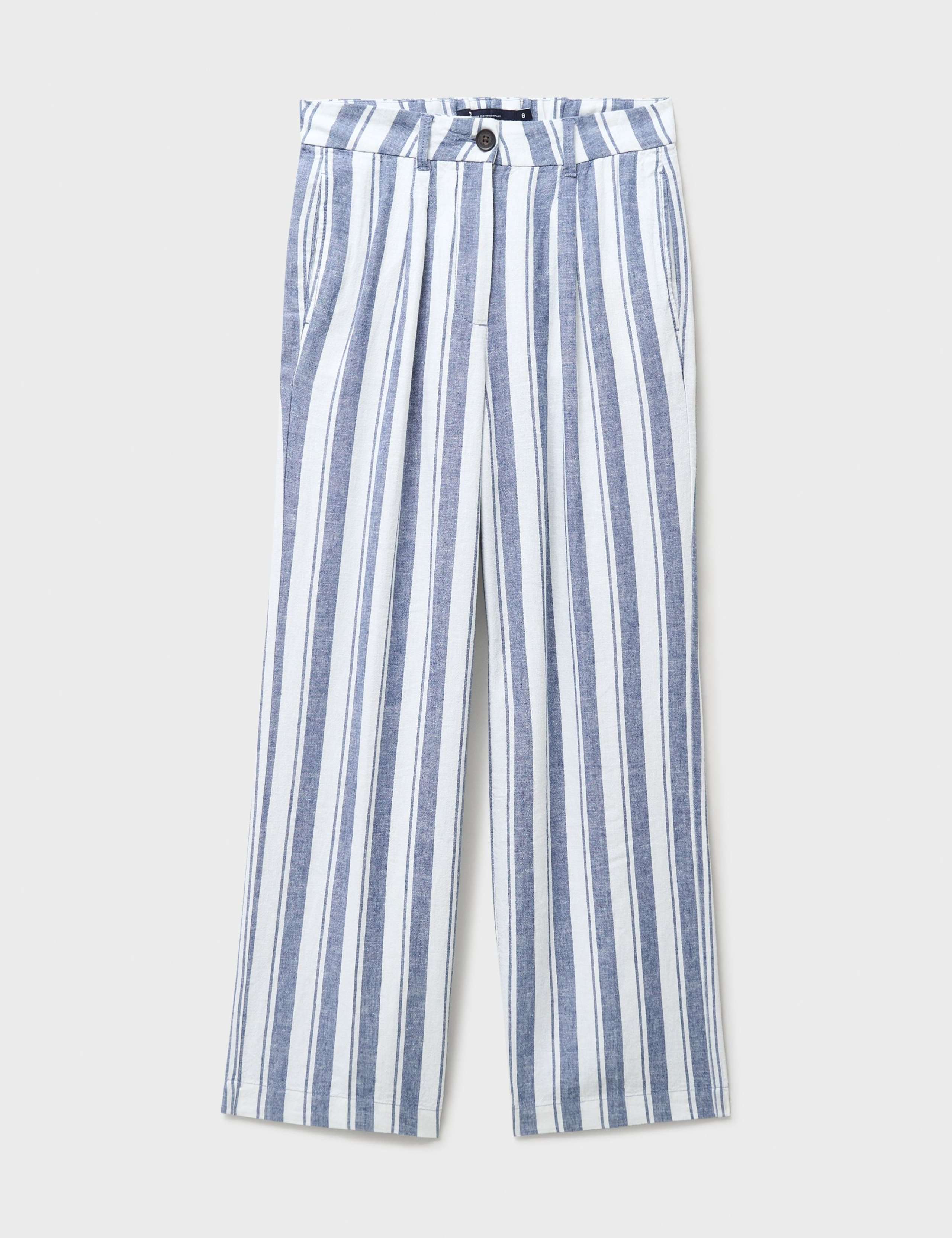 Linen Rich Striped Wide Leg Trousers 2 of 5