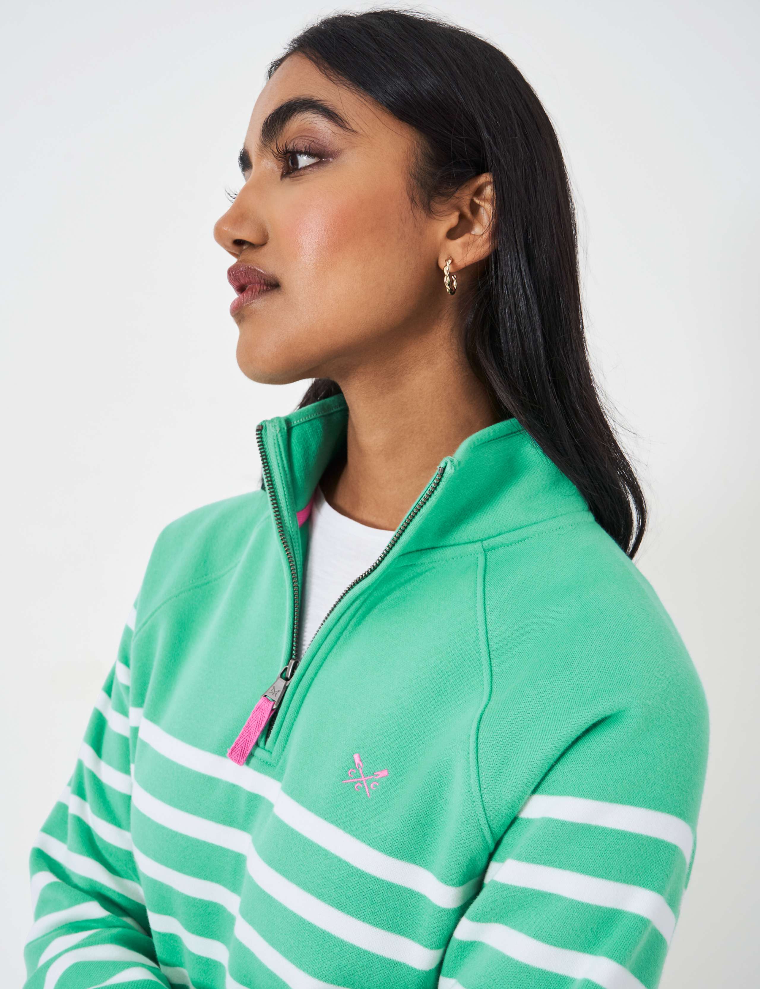 Cotton Rich Striped Funnel Neck Sweatshirt 5 of 5