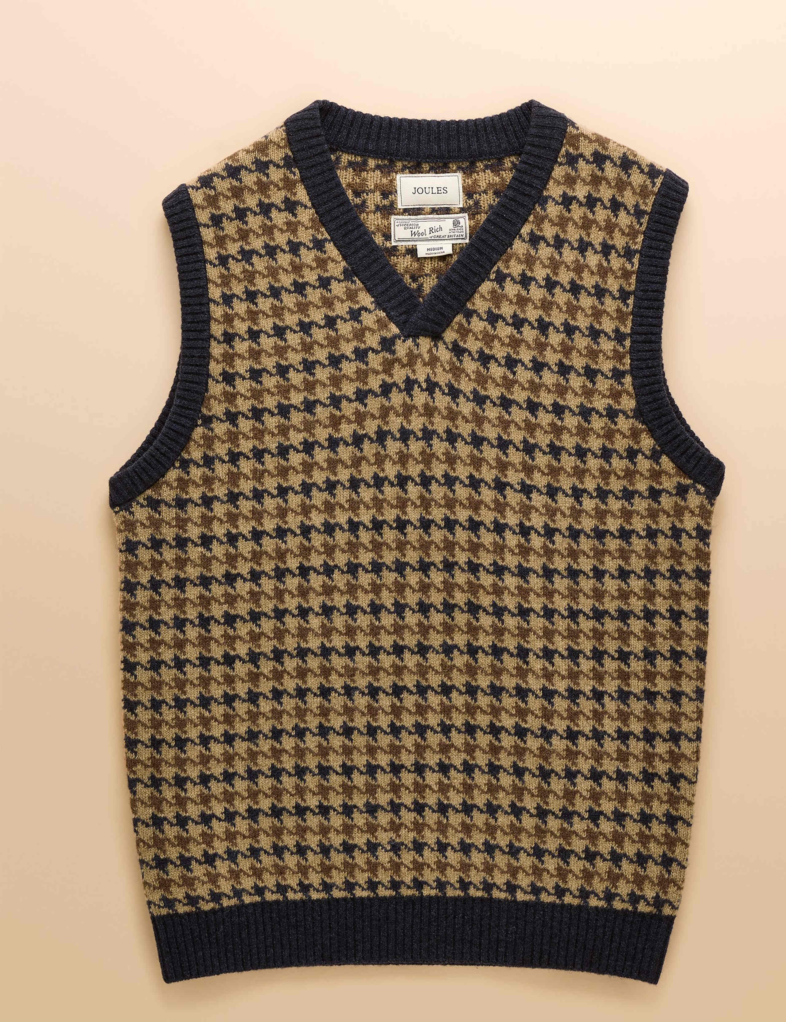 Wool Rich Houndstooth Knitted Vest 2 of 8