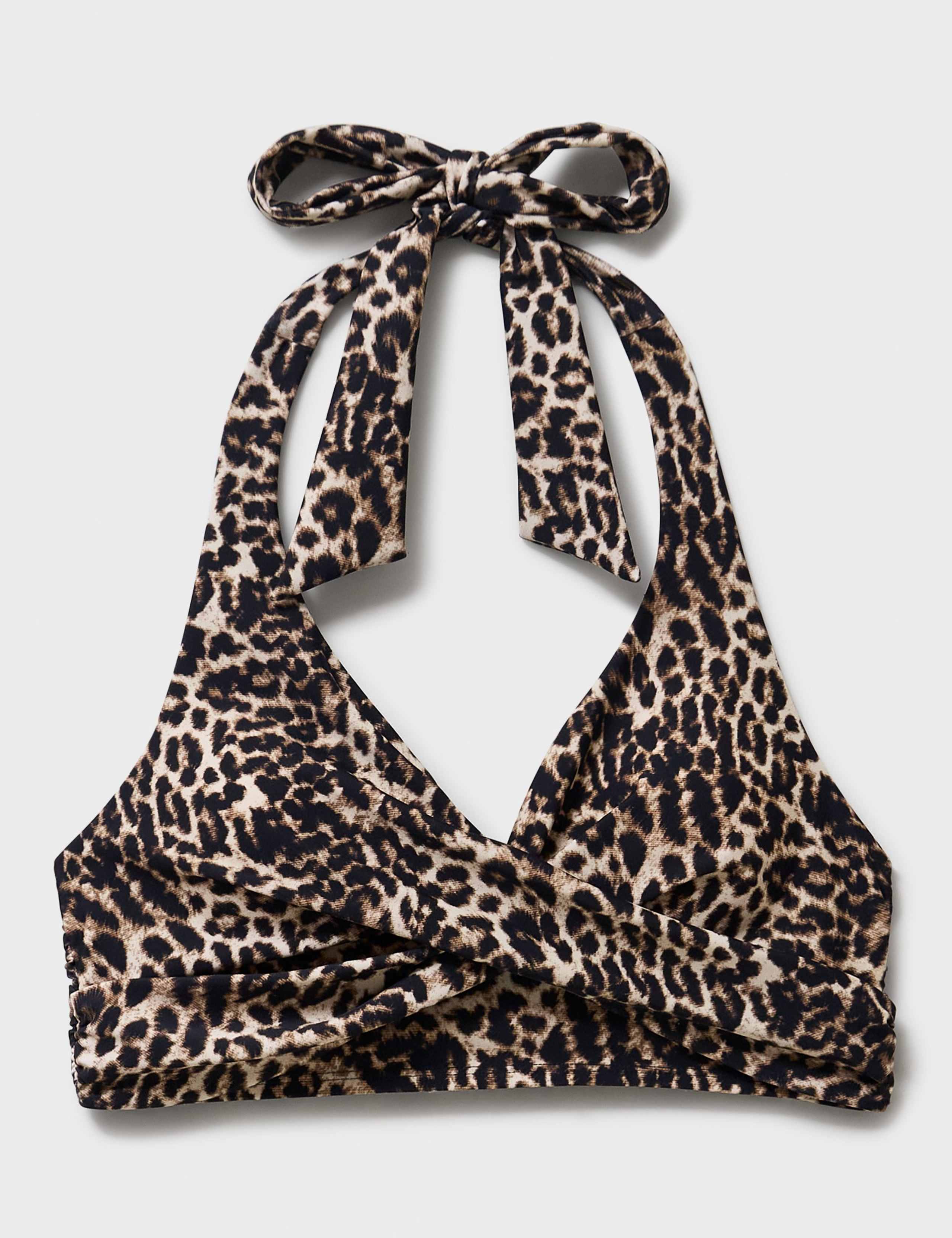 Animal Print Padded Plunge Bikini Top 2 of 5