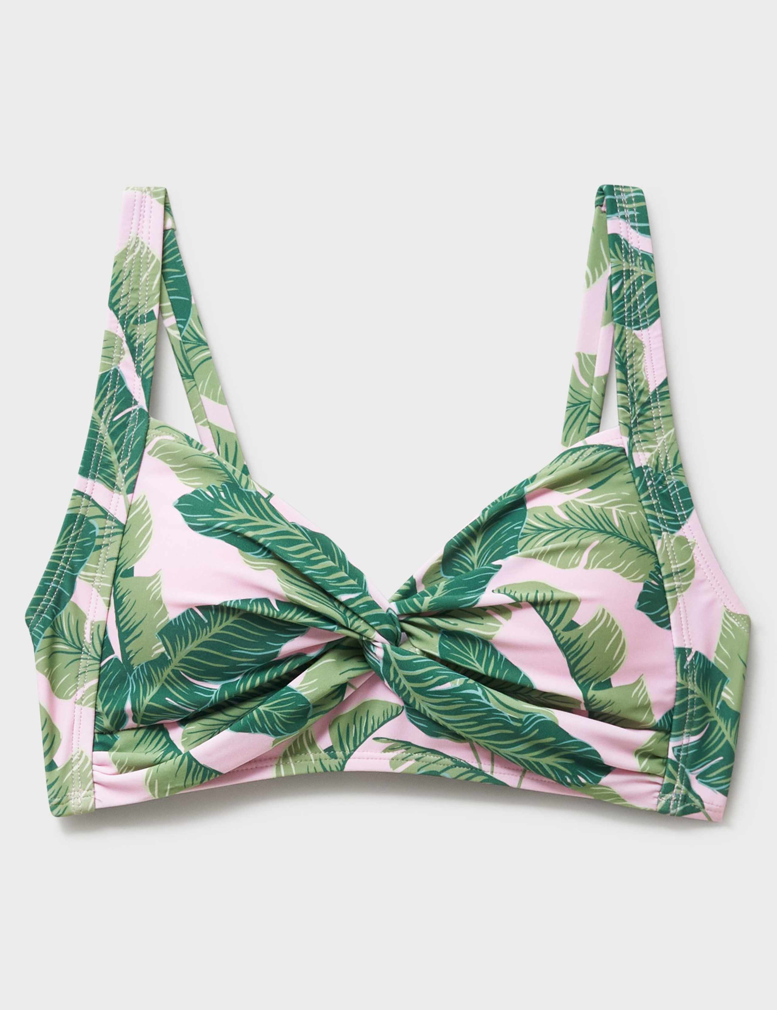 Palm Tree Padded Twist Front Plunge Bikini Top 2 of 5