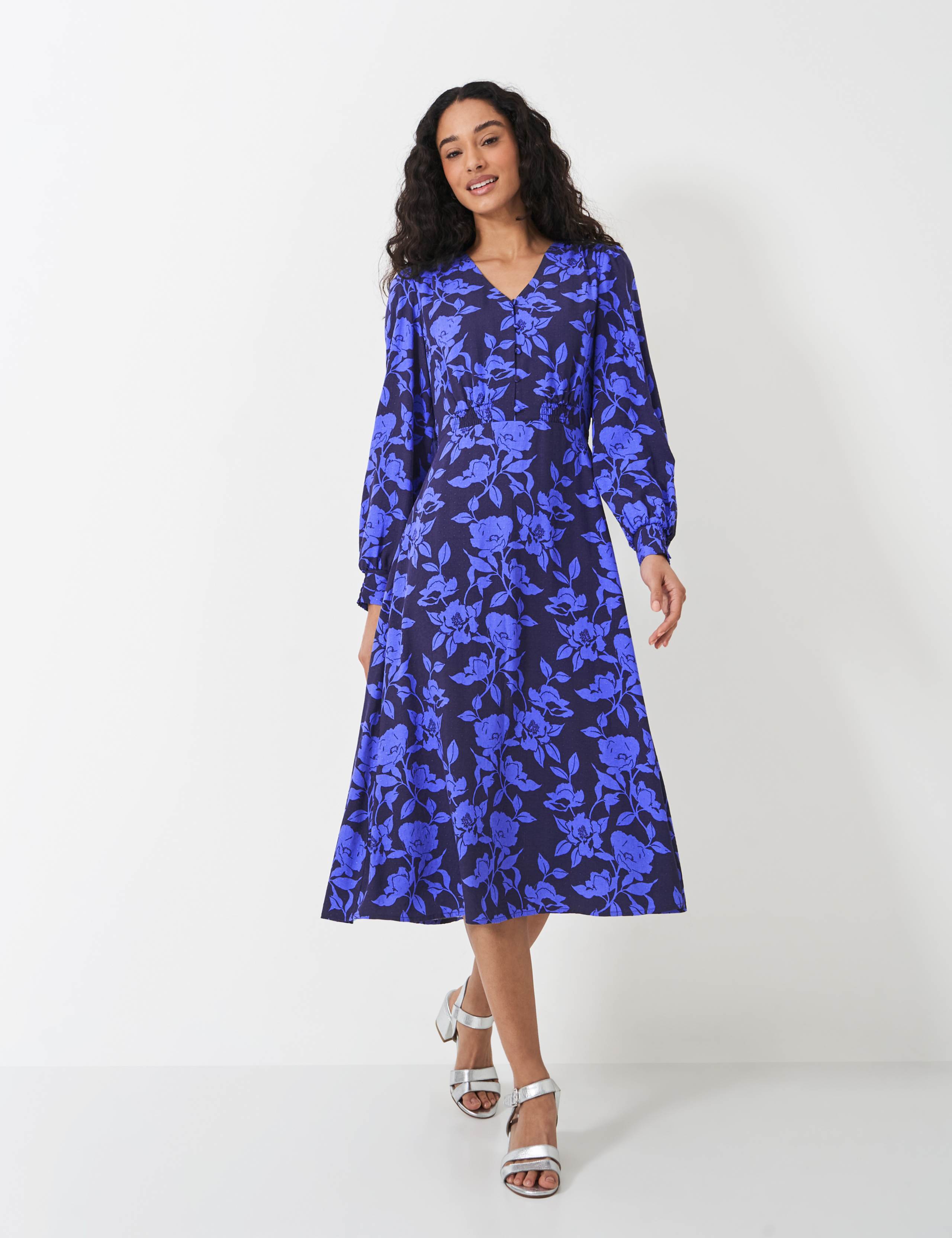 Floral V-Neck Midi Skater Dress 1 of 5