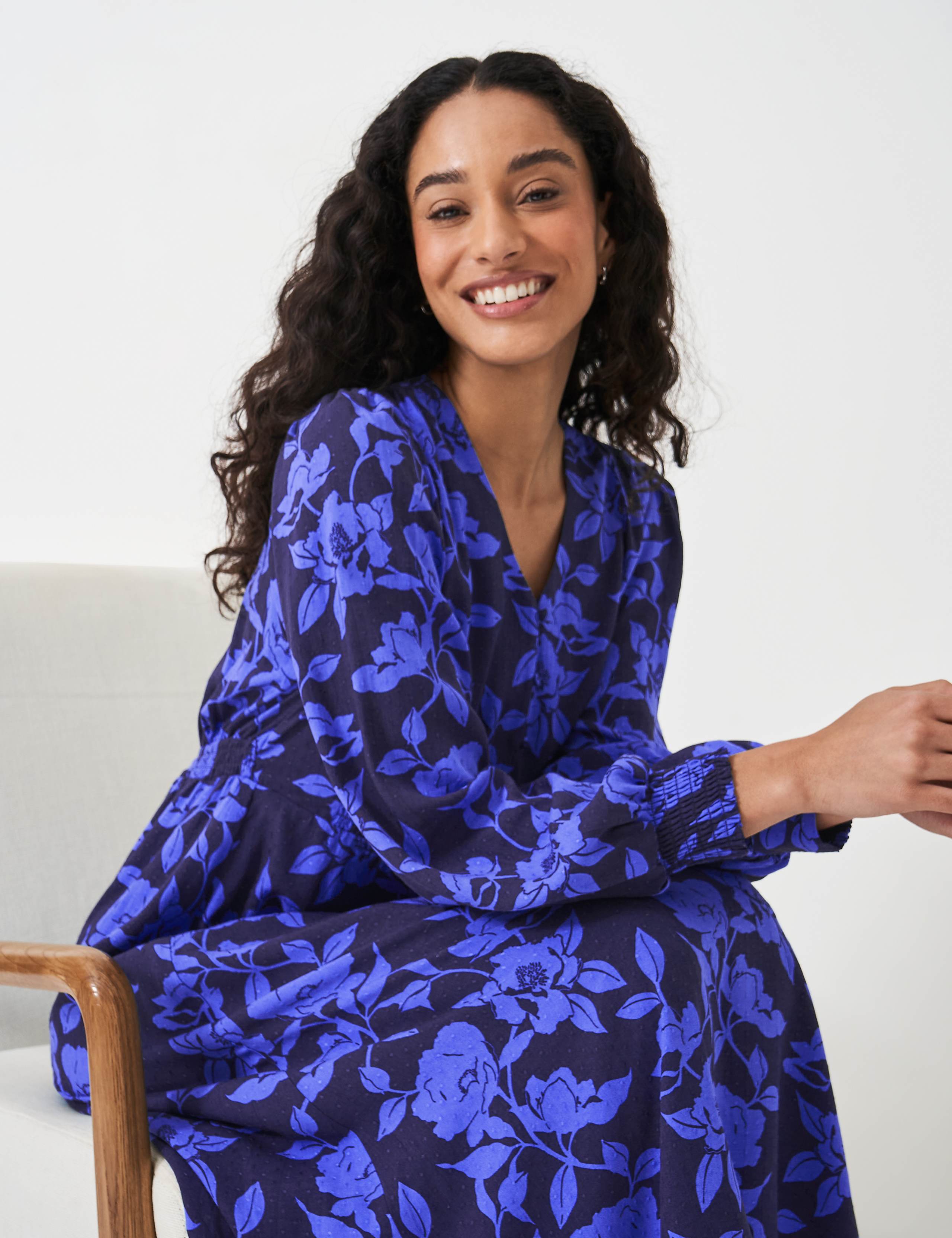 Floral V-Neck Midi Skater Dress 3 of 5