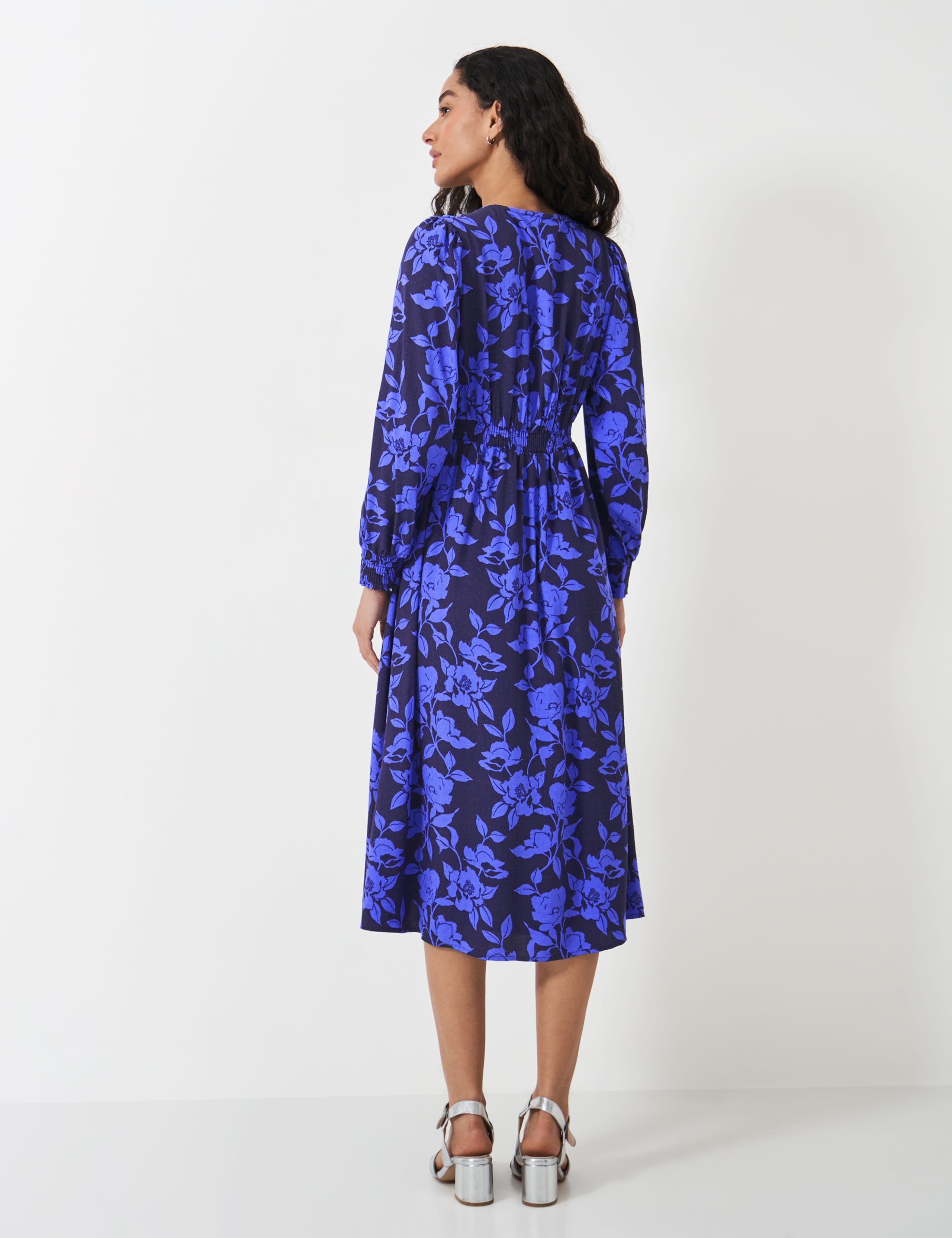 Floral V-Neck Midi Skater Dress 4 of 5