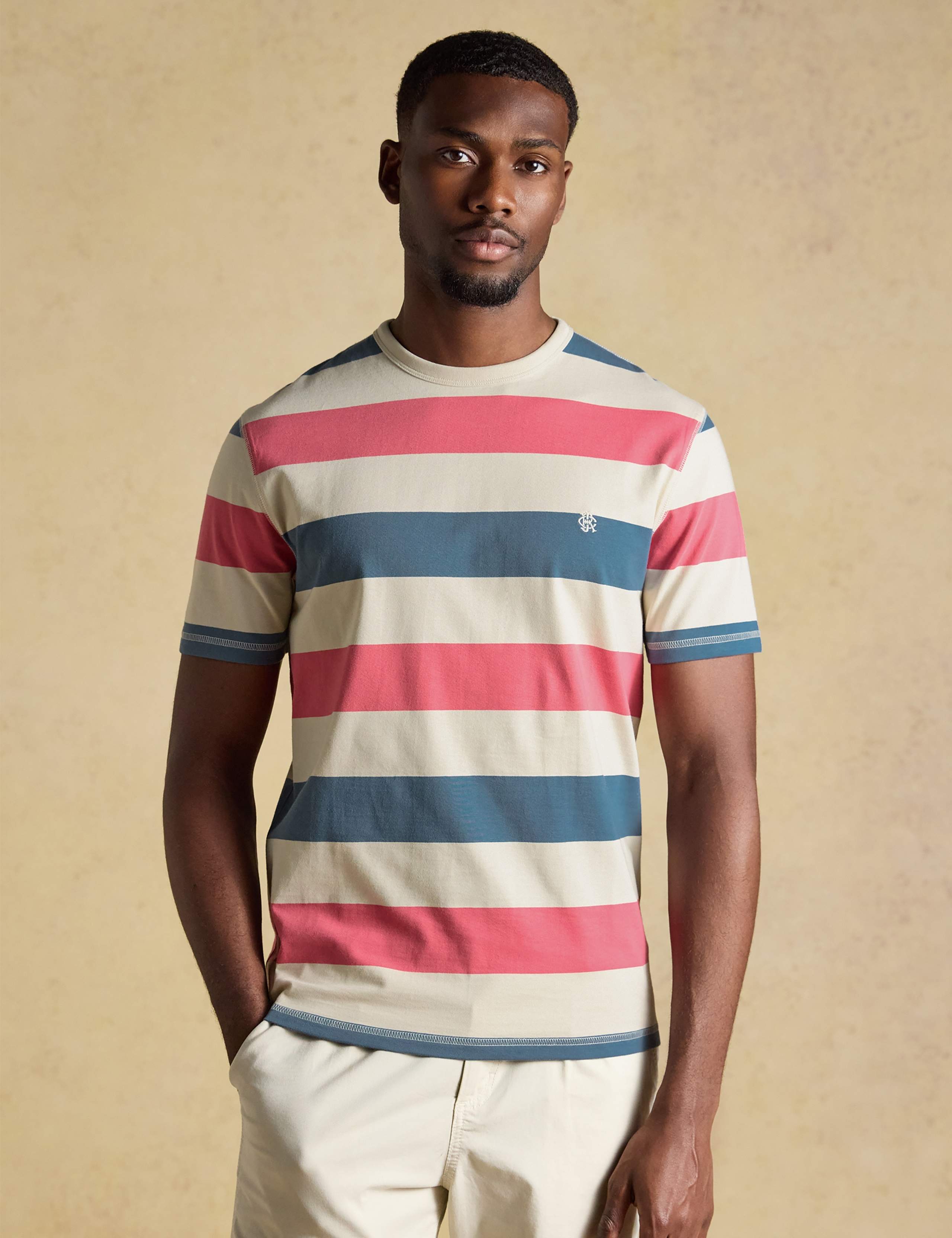 Pure Cotton Striped Crew Neck T-Shirt 1 of 8