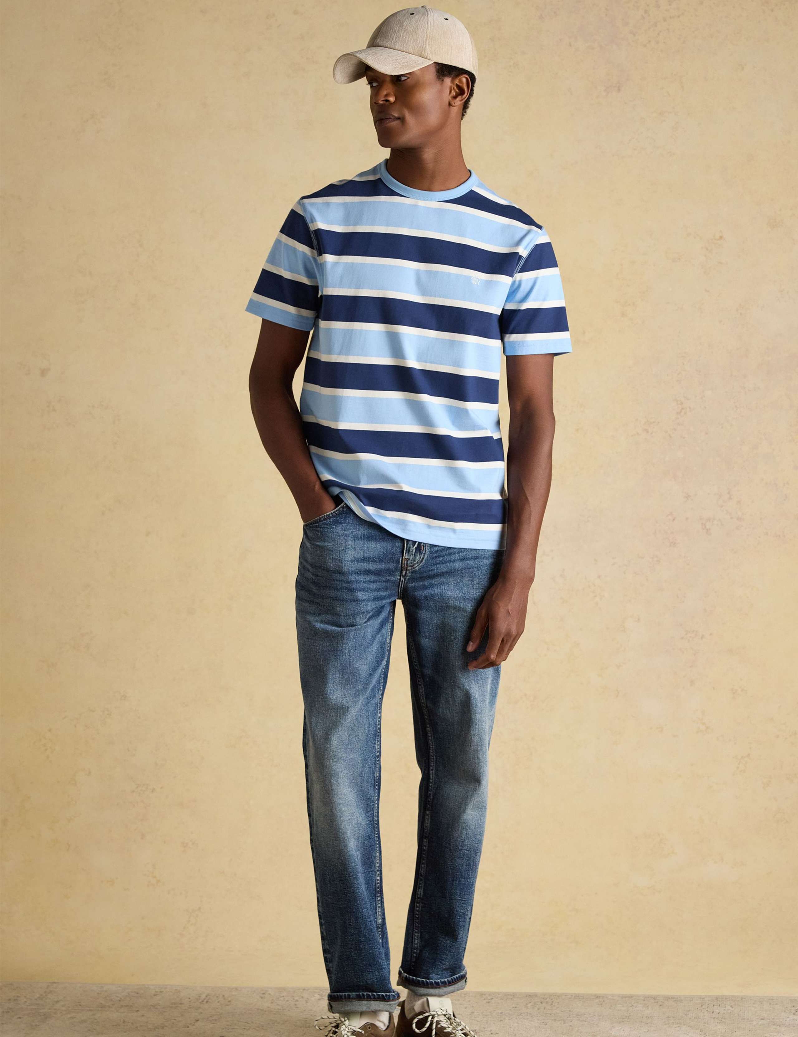 Pure Cotton Striped Crew Neck T-Shirt 4 of 10